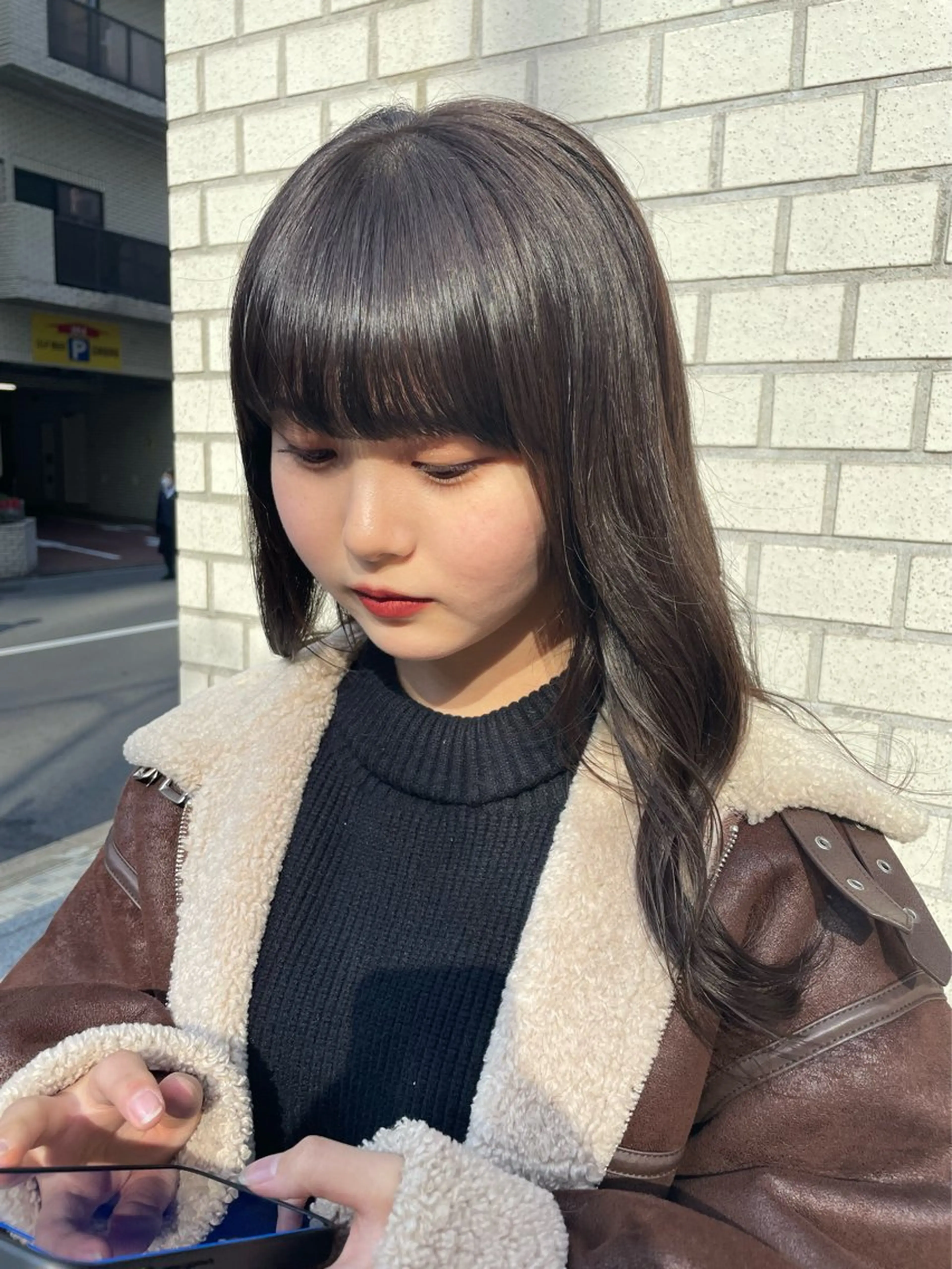 ミディアム カラー パーマ ヘアアレンジ ベージュカラー オリーブベージュ ERINA/レイヤー /梅田のヘアスタイル