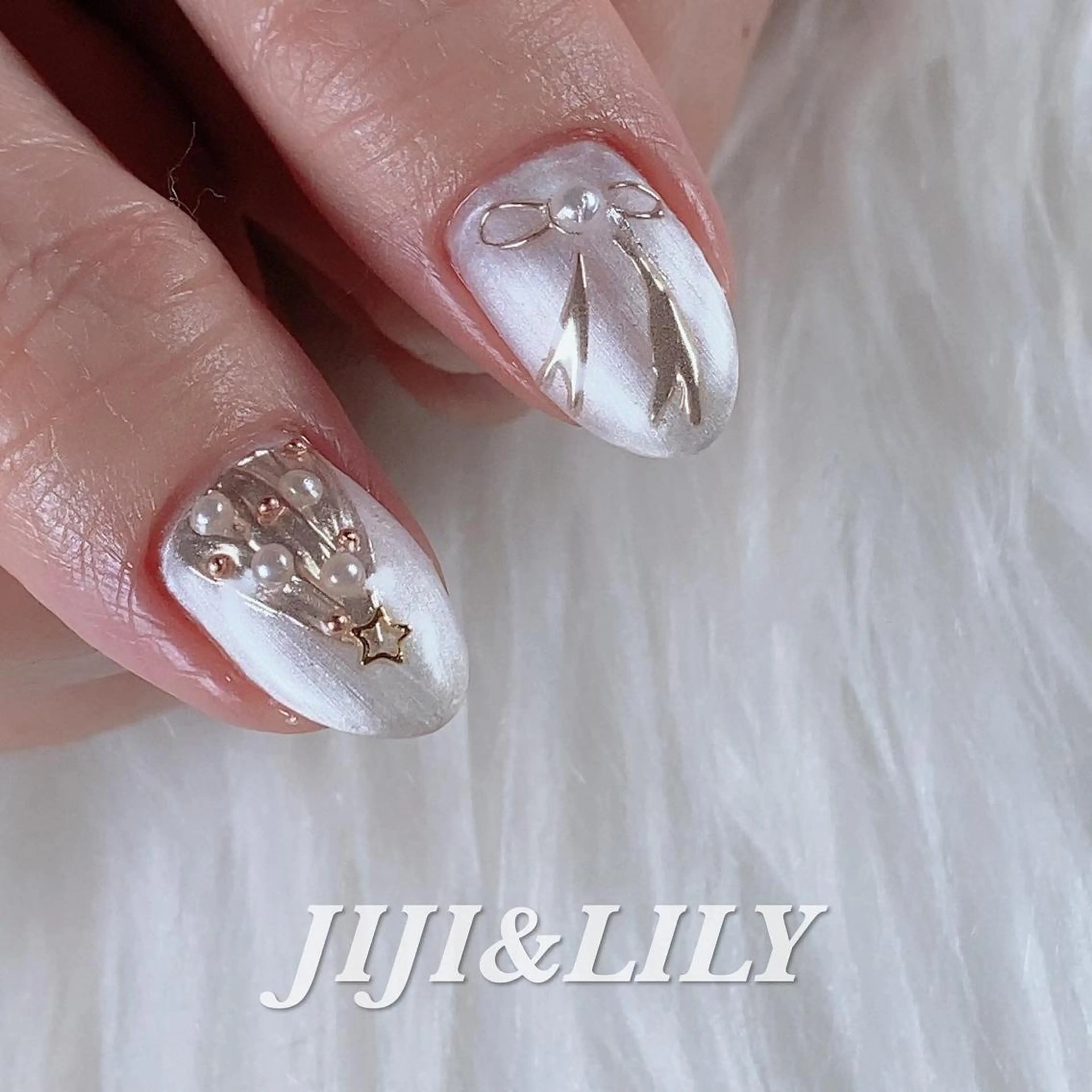 ネイル ホワイト 冬ネイル クリスマス ハンドネイル 豊田 圭子のネイルデザイン