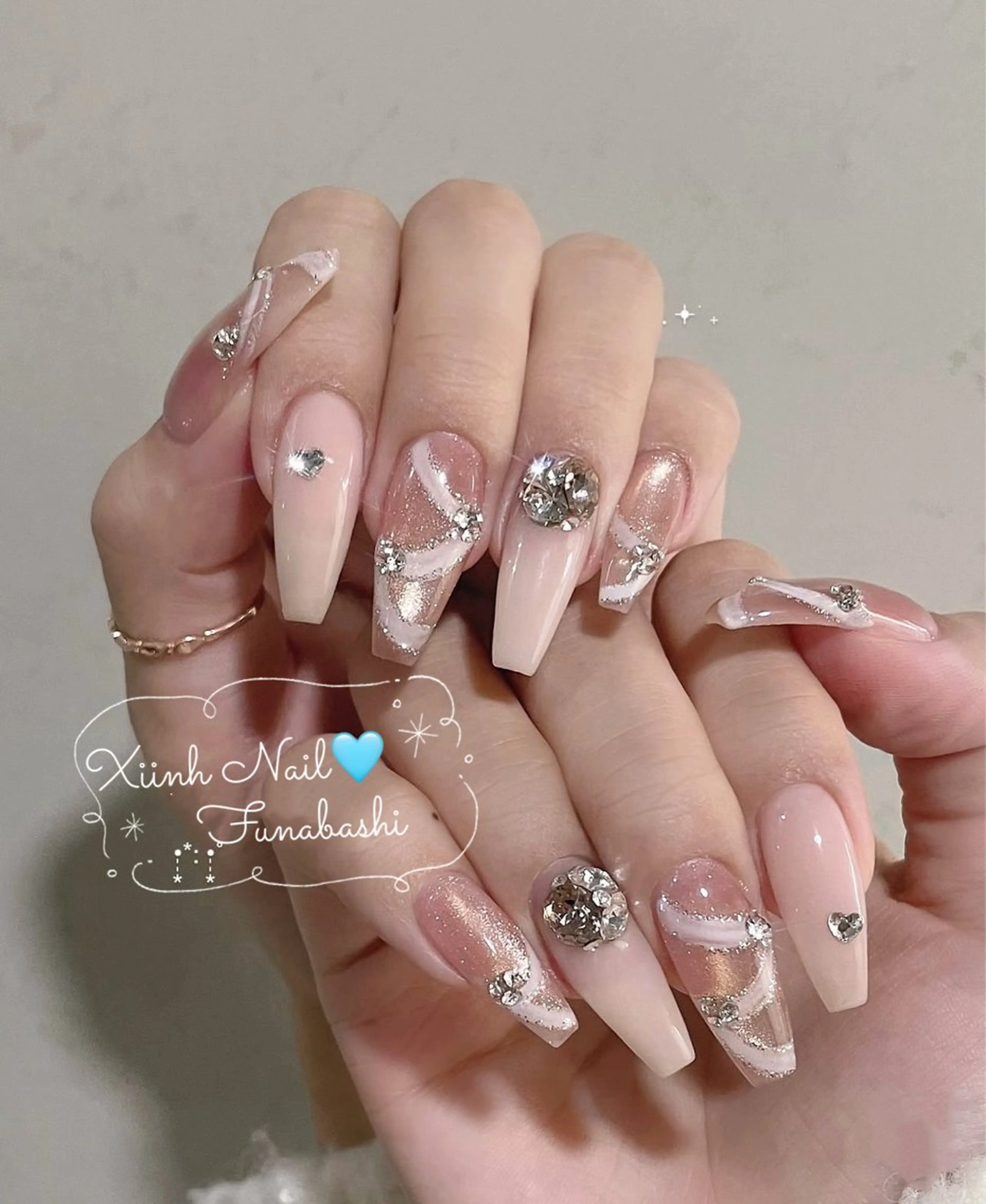 ネイル チークネイル 桜ネイル 長さ出し フットネイル ジェルネイル ハンドネイル XIINH NAIL SALONのネイルデザイン