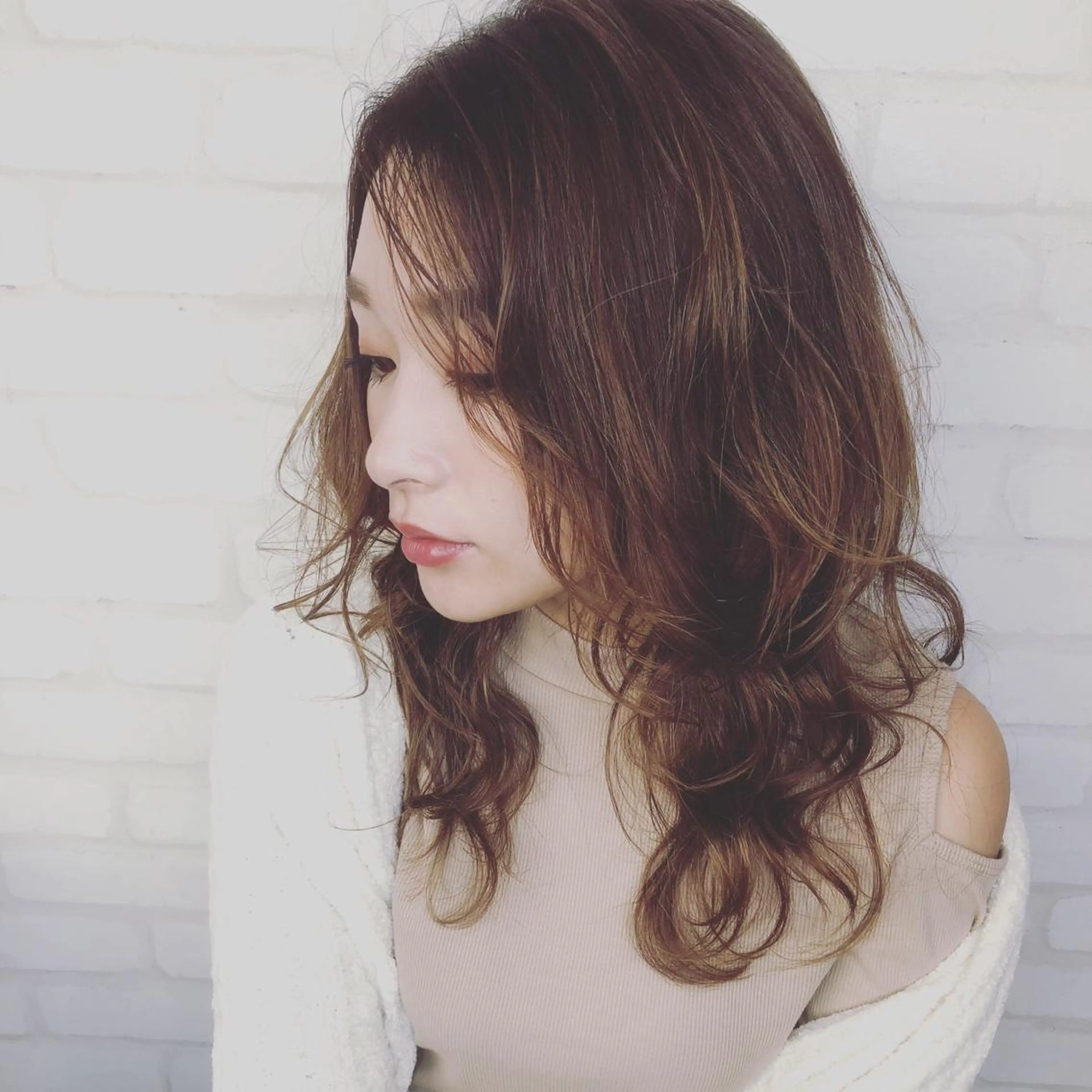 ミディアム カラー パーマ ヘアアレンジ カット ヘアカラー トリートメント premier modelsのヘアスタイル