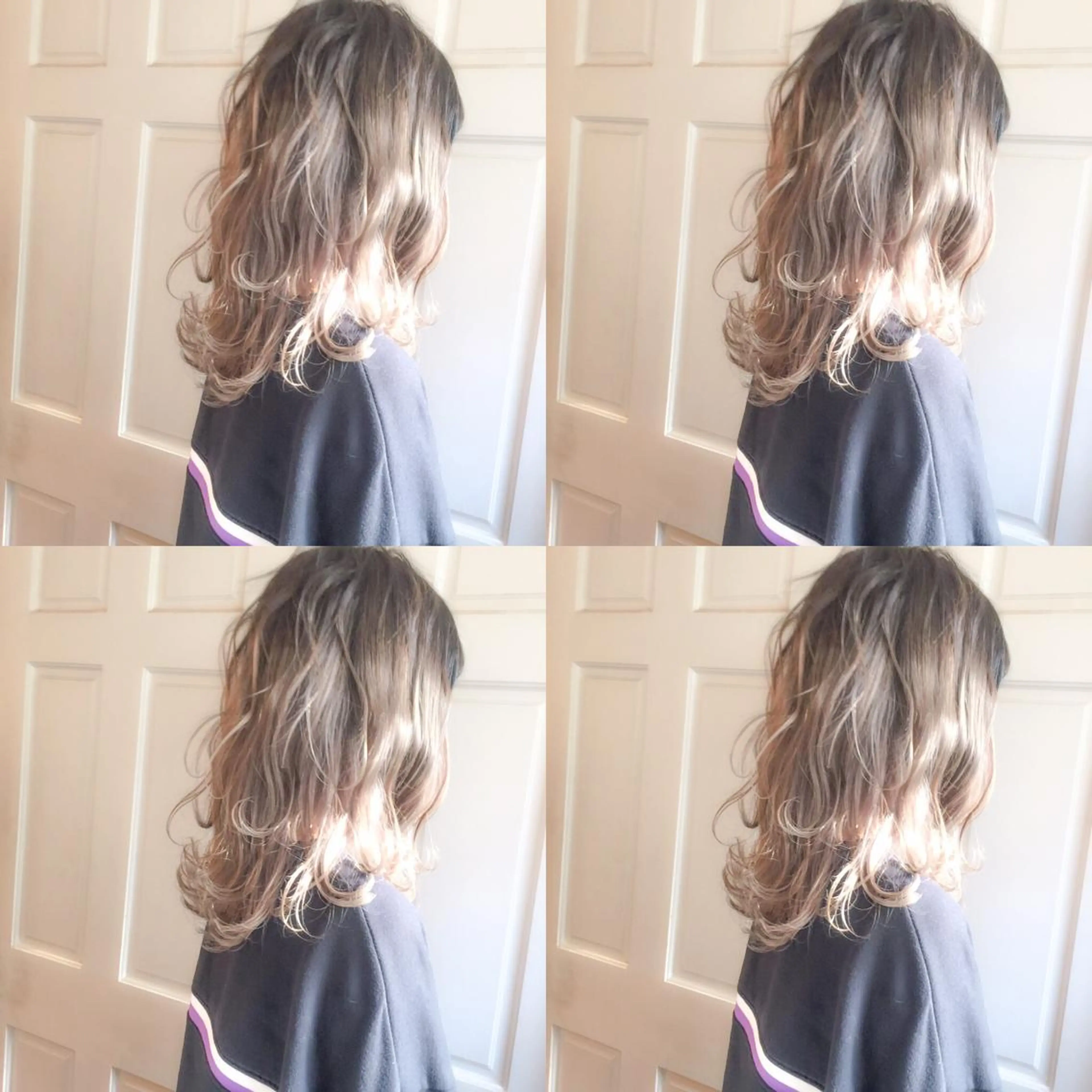 セミロング カラー ベージュカラー グラデーションカラー ホワイトベージュ ホワイト&レイヤーカ ットエクステ長畠俊輔のヘアスタイル