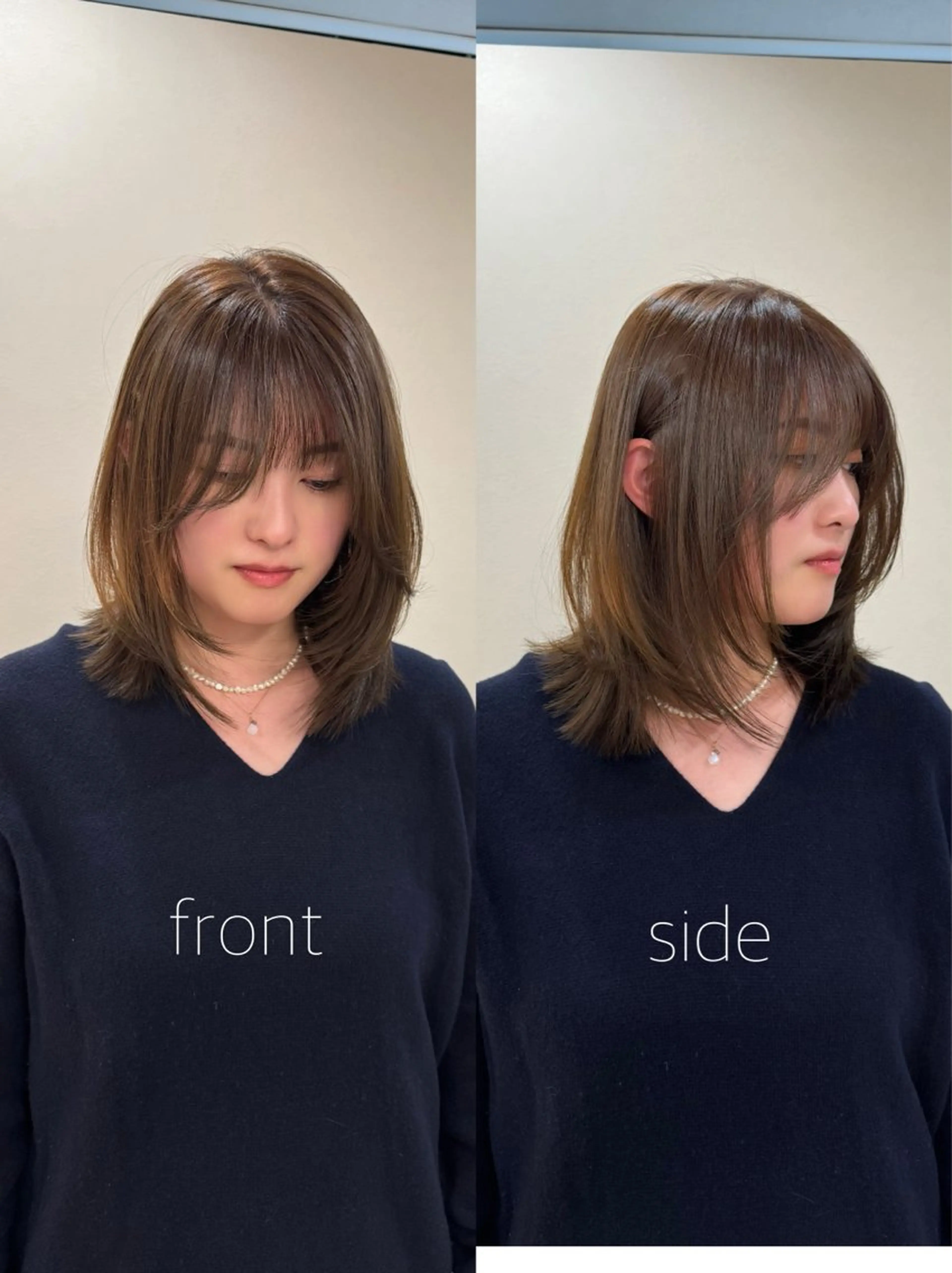 ミディアム カラー パーマ ヘアアレンジ カット ヘアカラー トリートメント 小野寺瑞希 /最小顔カットのヘアスタイル