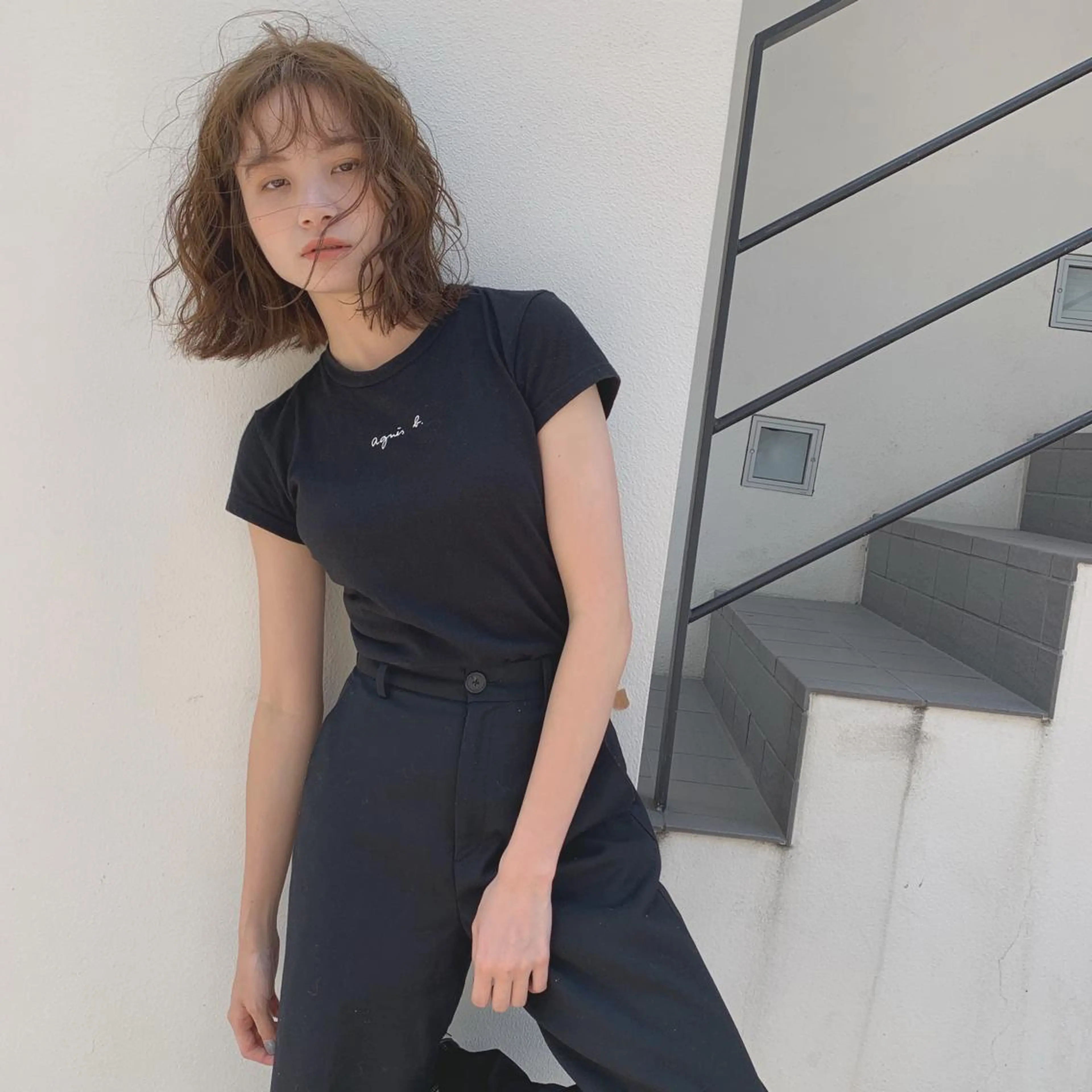 ミディアム パーマ カット ヘアカラー トリートメント パーマ/透明感カラー /ボブ/吉田一生のヘアスタイル