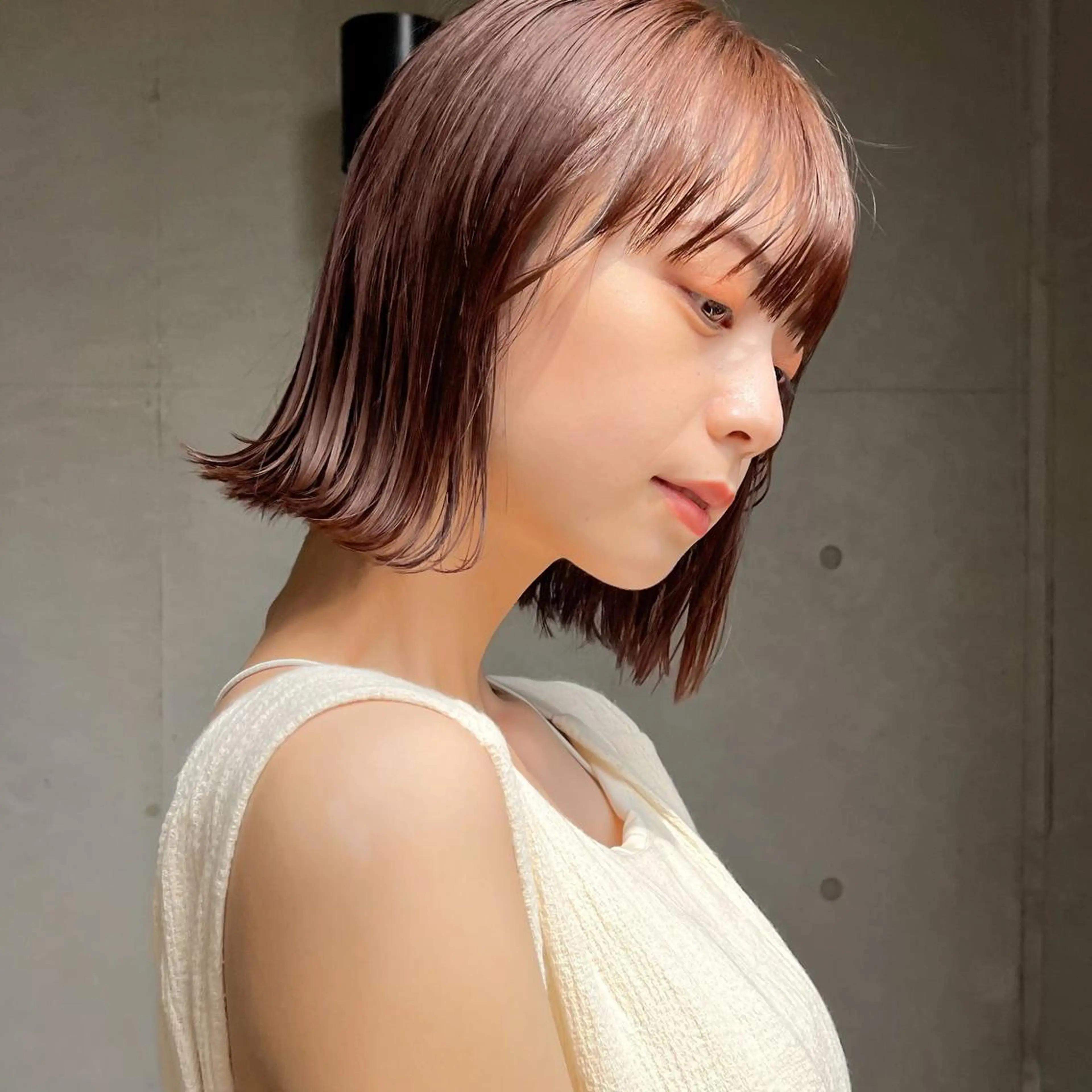 ミディアム カラー 暖色/艶髪/ボブ/ ショート/Ayaのヘアスタイル