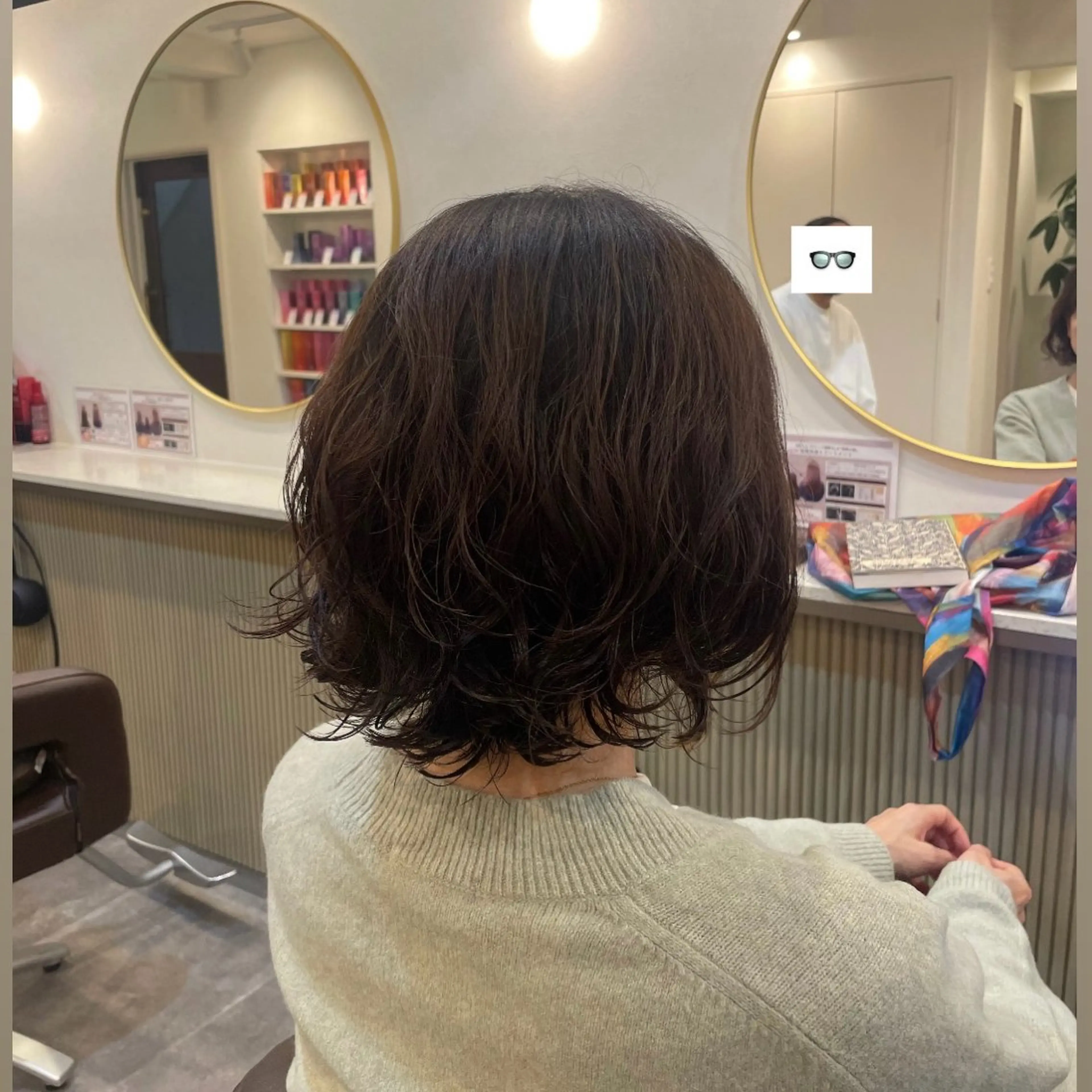 ミディアム ミディアムパーマ ボブ くびれヘア perfumeby afloat羽南のヘアスタイル