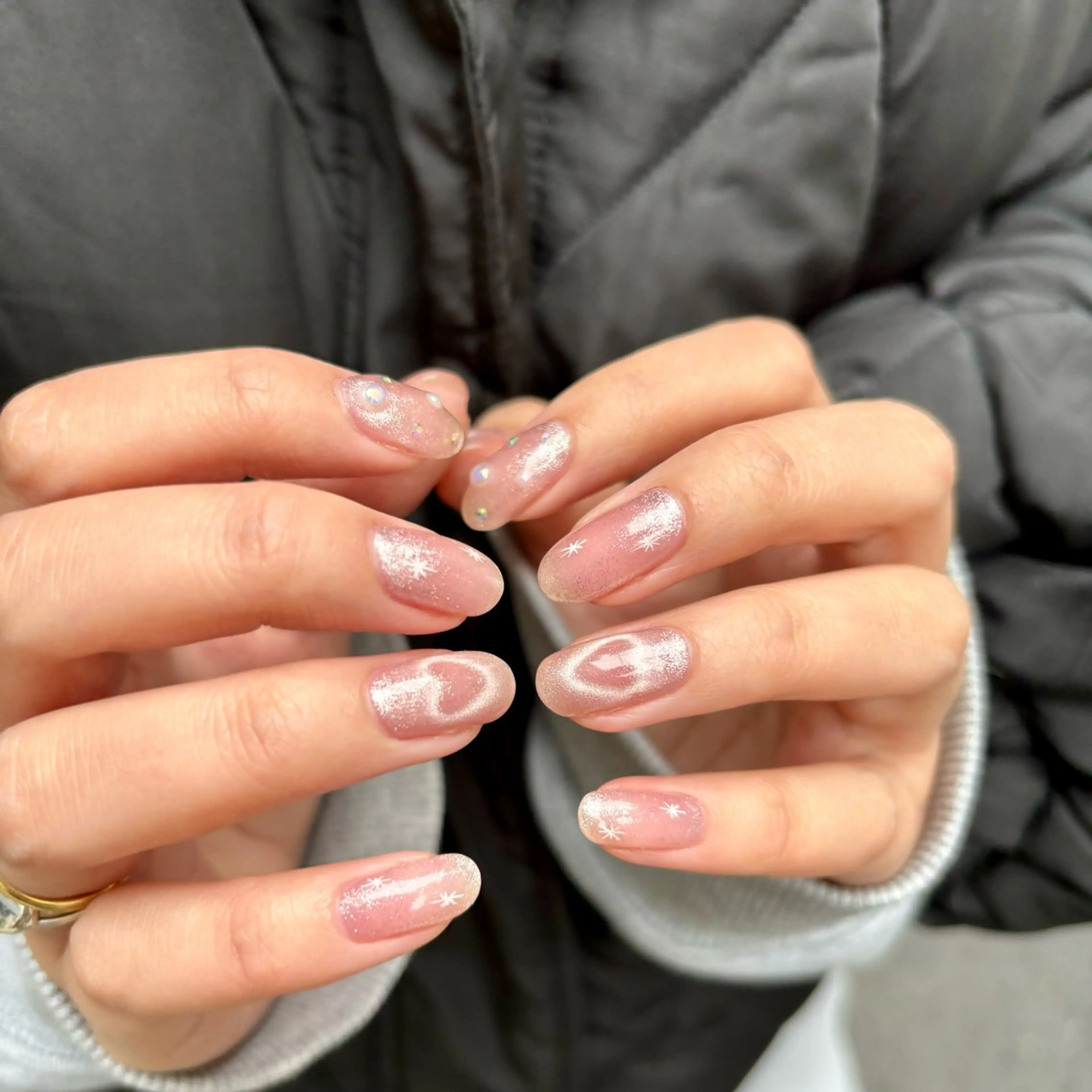 ネイル ジェルネイル ハート キラキラネイル マグネットネイル 大理石ネイル(マーブル) ハンドネイル 🌸ロコラッシュ 恵比寿🌸のネイルデザイン