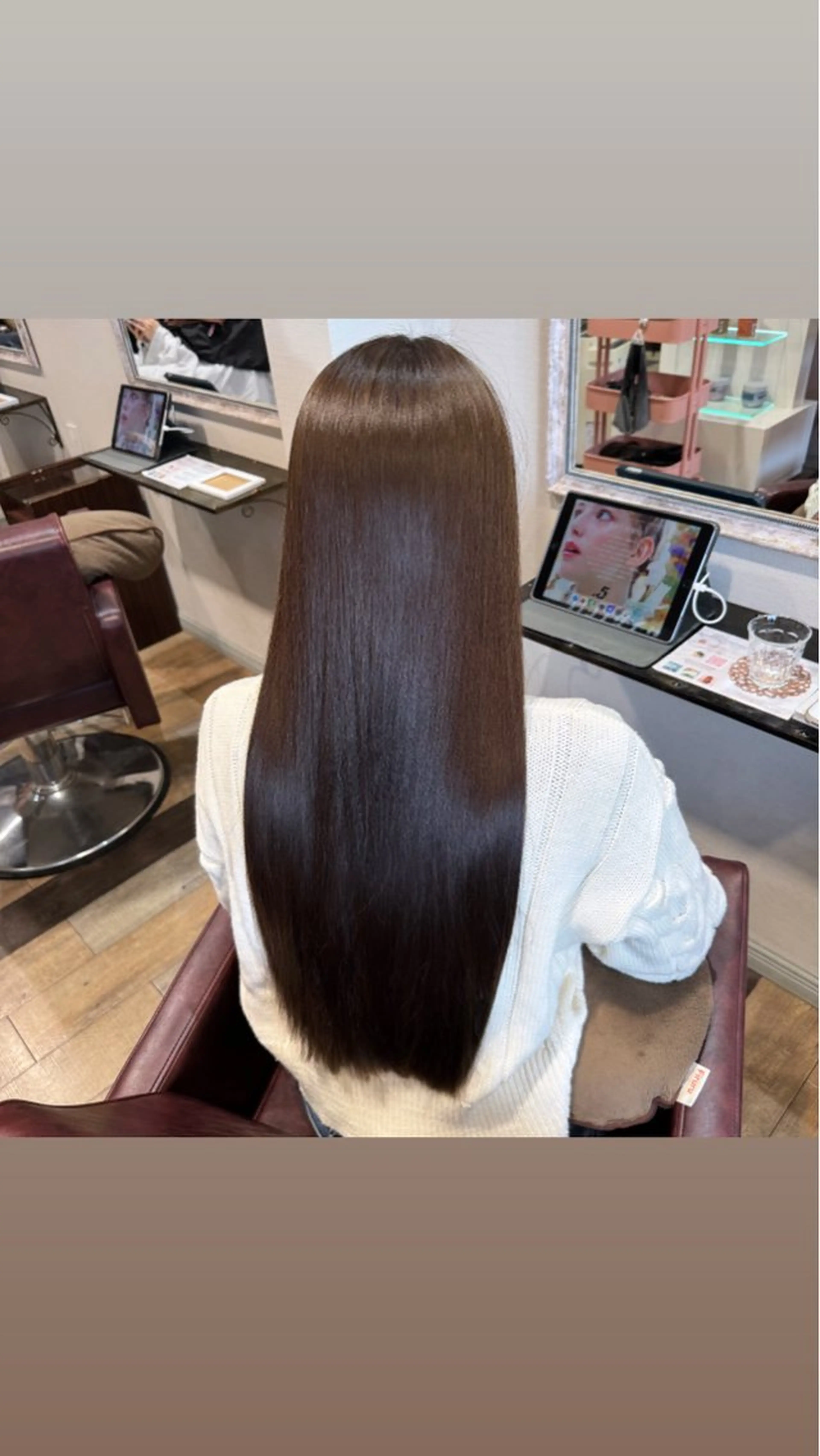 ロング カラー カット ヘアカラー トリートメント なつき/ 艶カラー/縮毛矯正のヘアスタイル