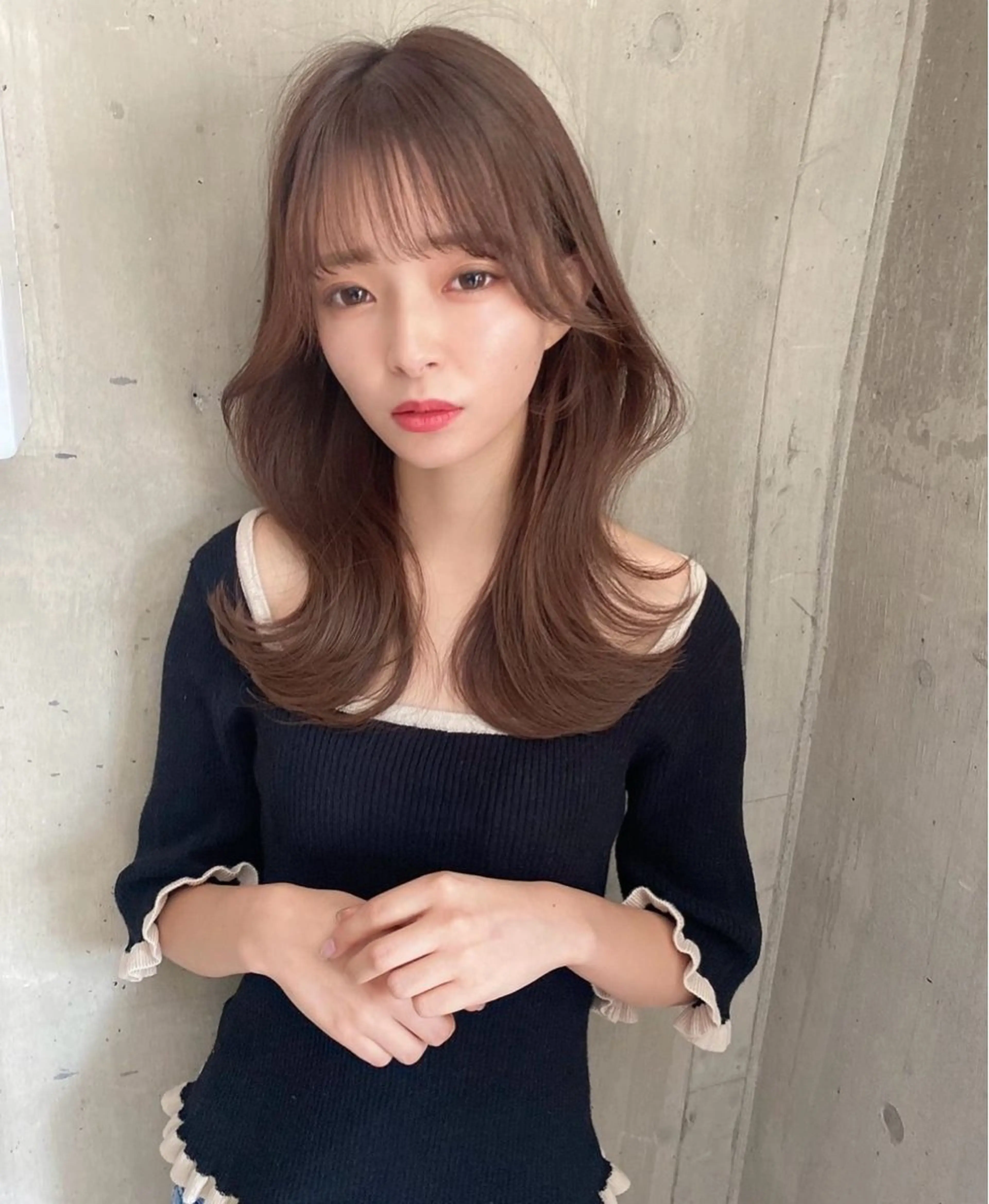 セミロング カット ヘアカラー トリートメント ❤️ブリーチなし💚 ダブルカラー平野実花のヘアスタイル