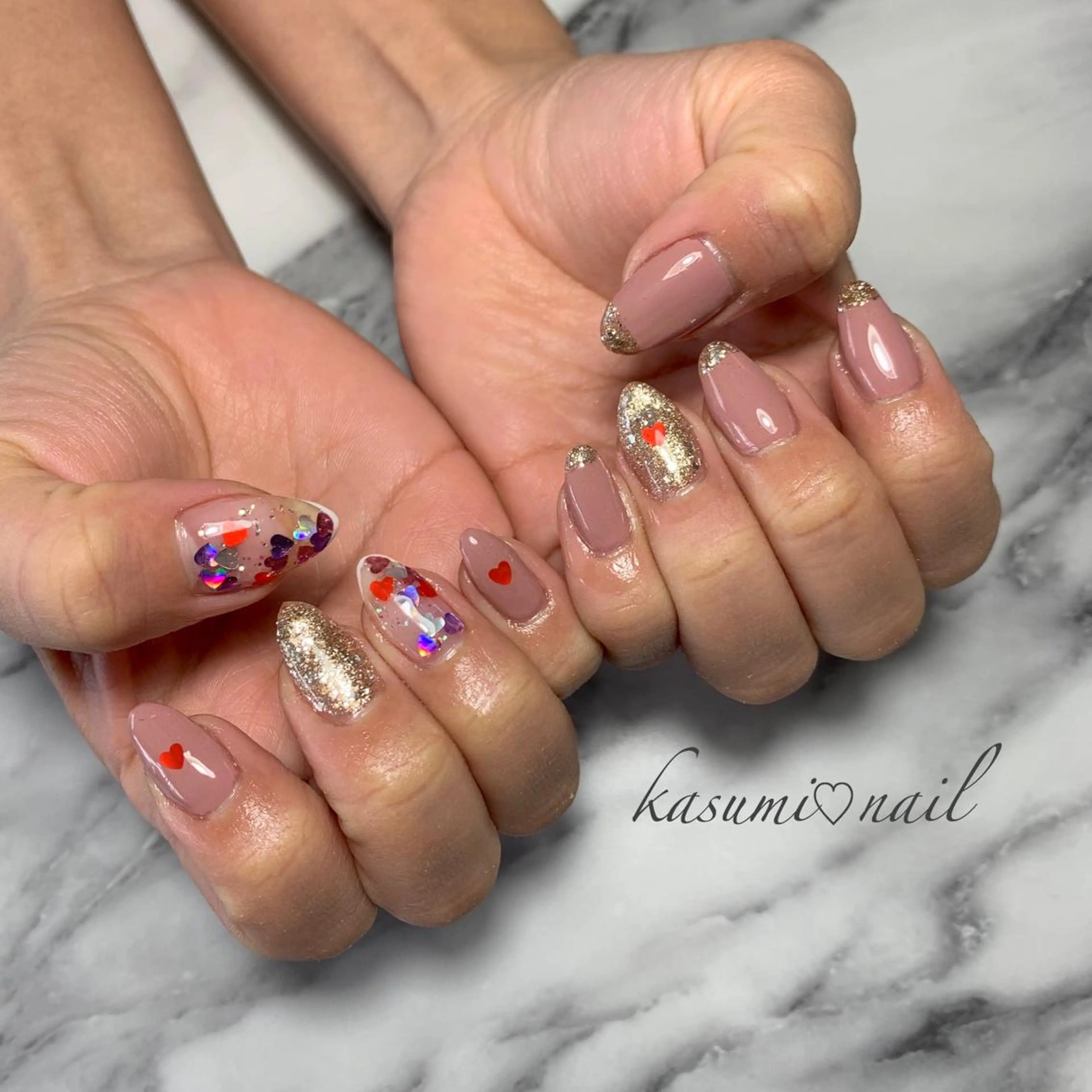 ネイル アートネイル フットネイル 大理石ネイル(マーブル) ミラーネイル ニュアンスネイル KASUMI♡ Nailのネイルデザイン