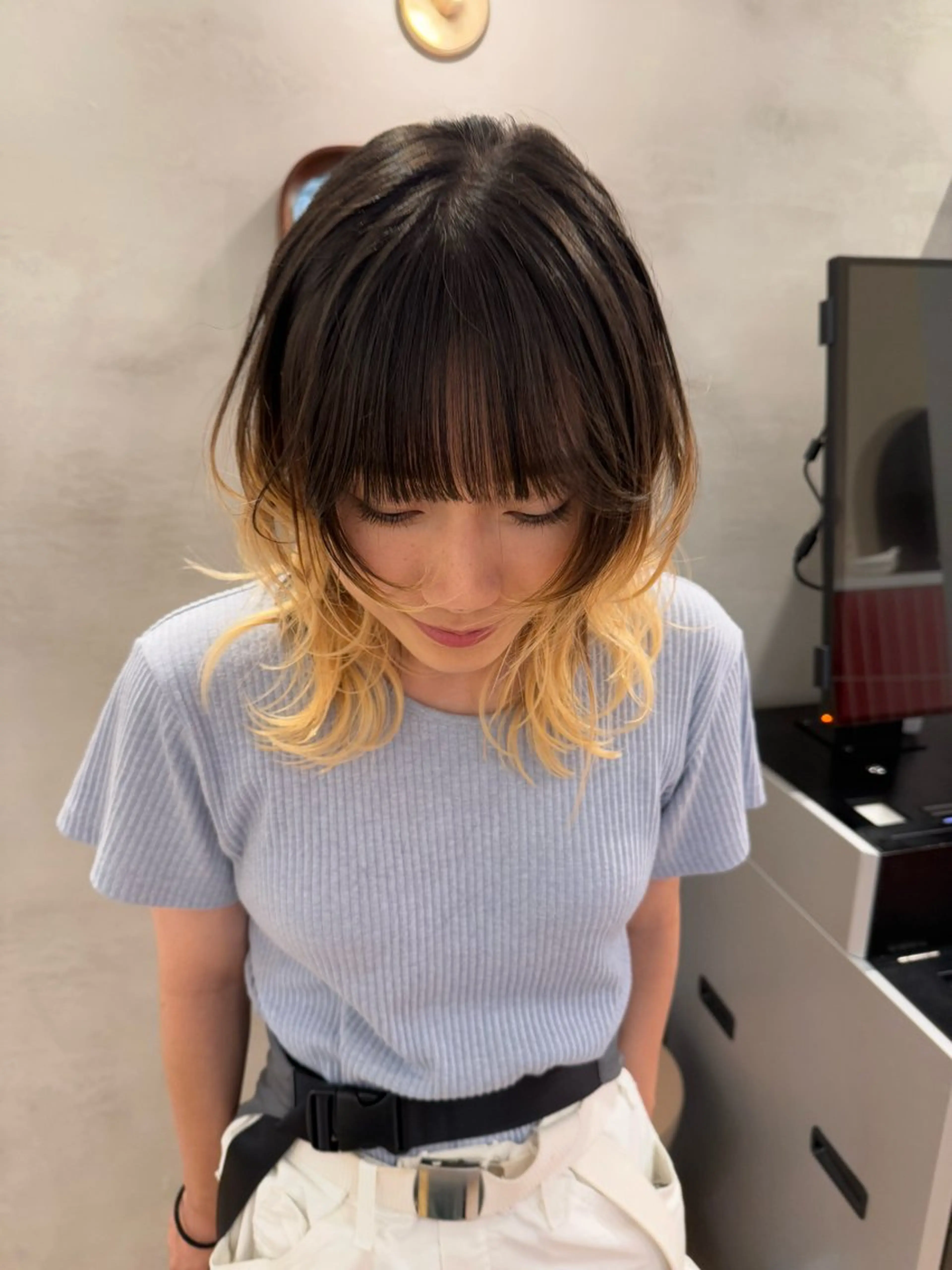 ミディアム カラー デザインカラー ❤️アヤカ Wカラー ボブ レイヤー❤️のヘアスタイル