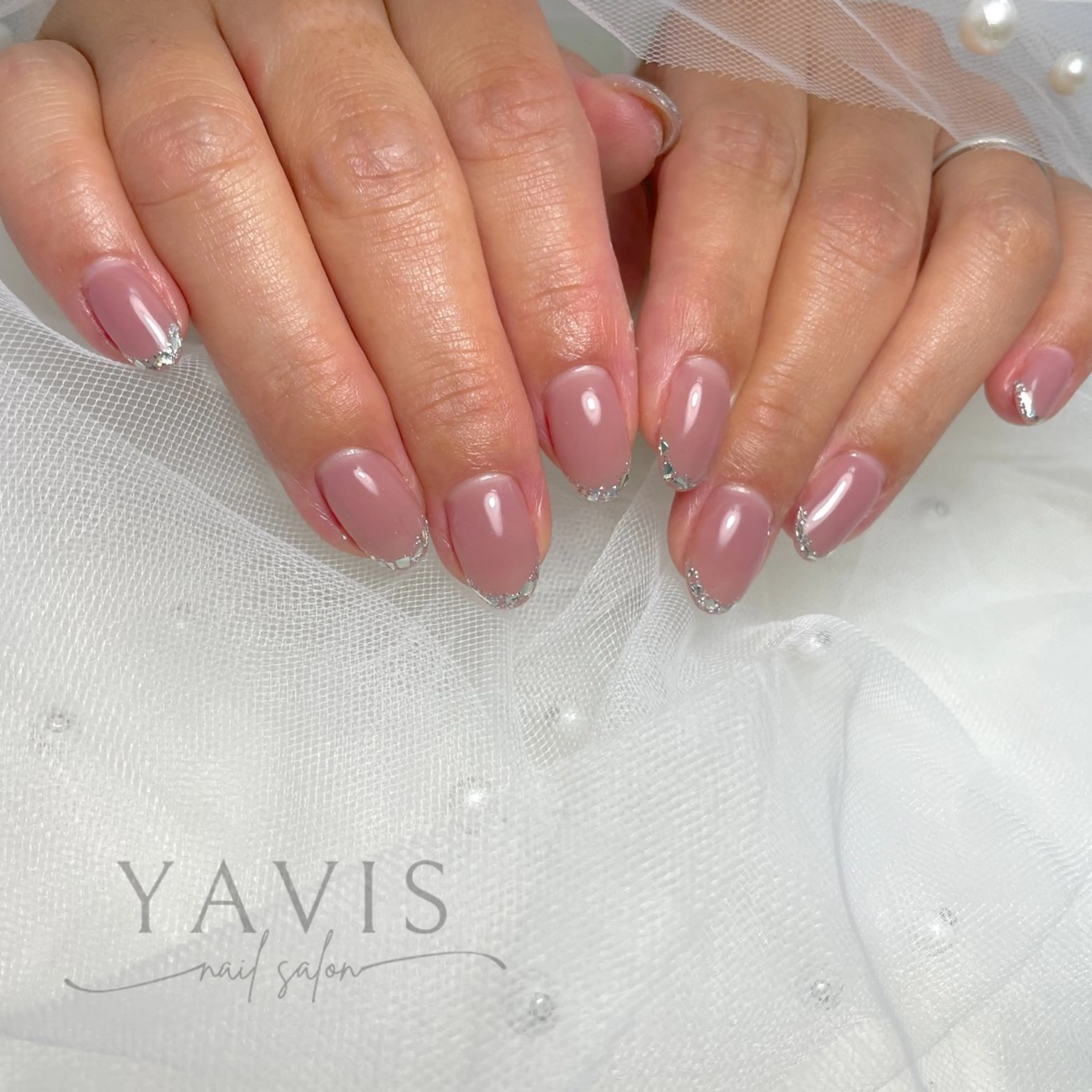 ネイル フレンチネイル ガラスフレンチ シンプルネイル YAVIS_ nailのネイルデザイン
