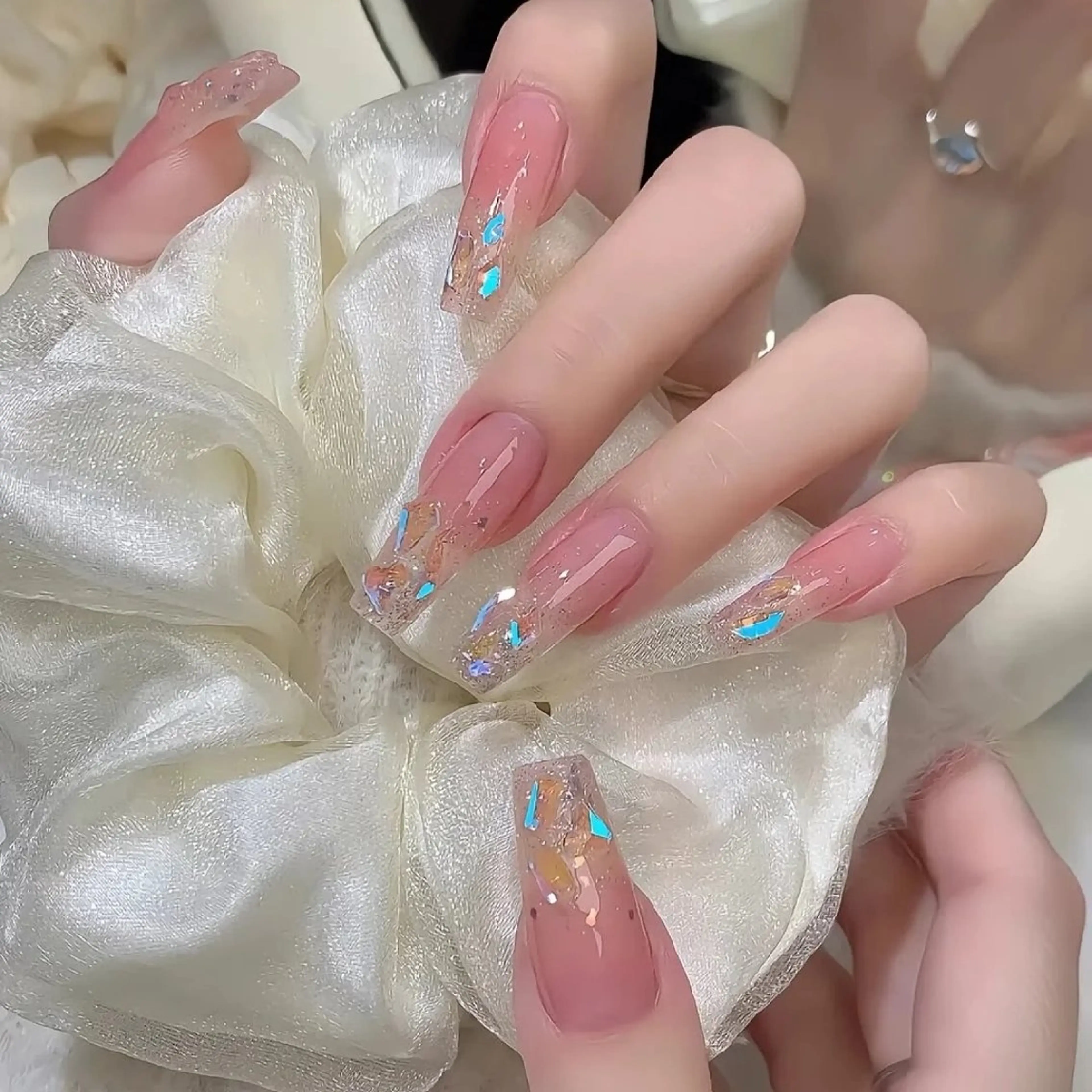 ネイル ハンドネイル ネイリストゆか💅 長さだし、深爪矯正のネイルデザイン