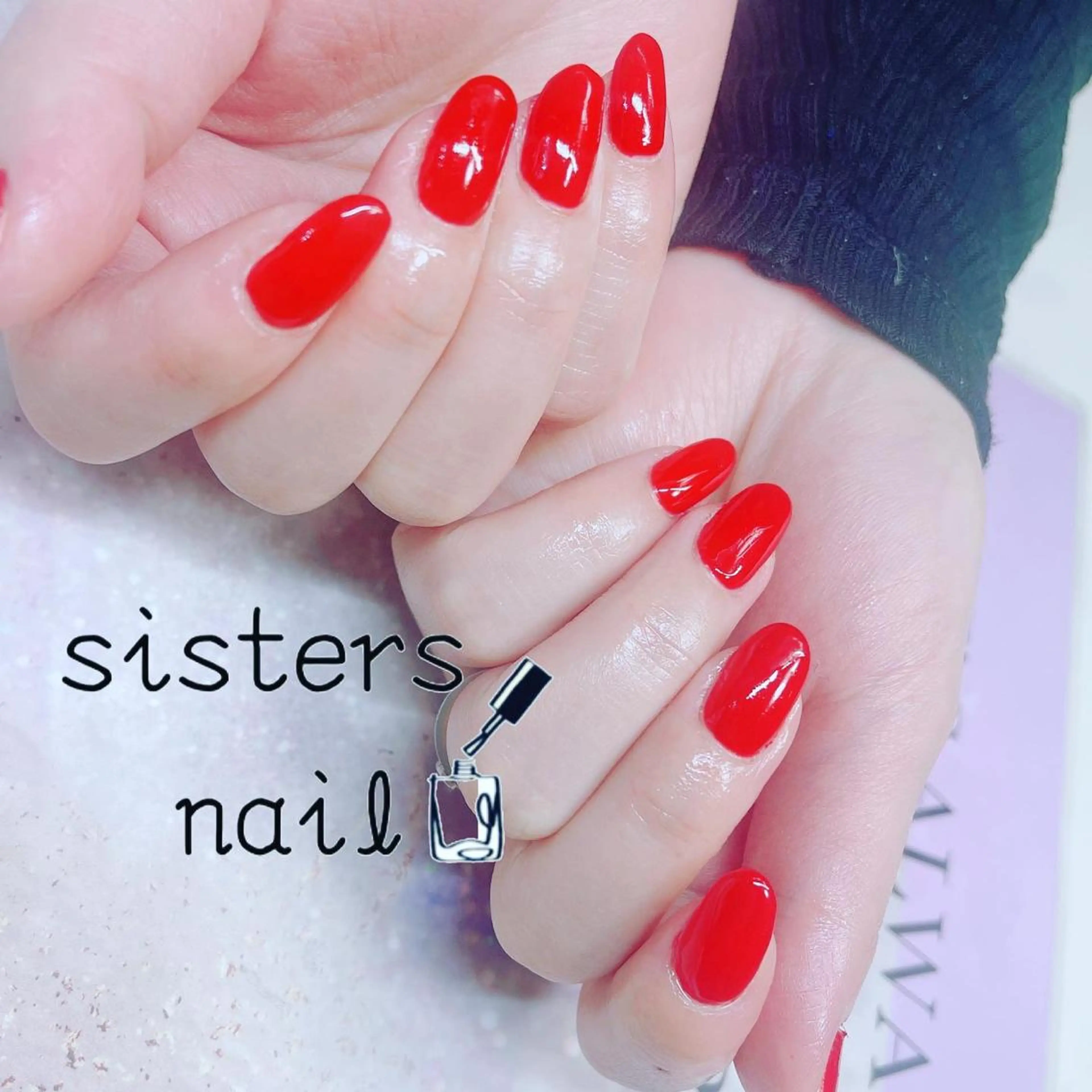 ネイル アートネイル ワンカラーネイル 赤色 シンプルネイル 春ネイル sisters nail.fのネイルデザイン