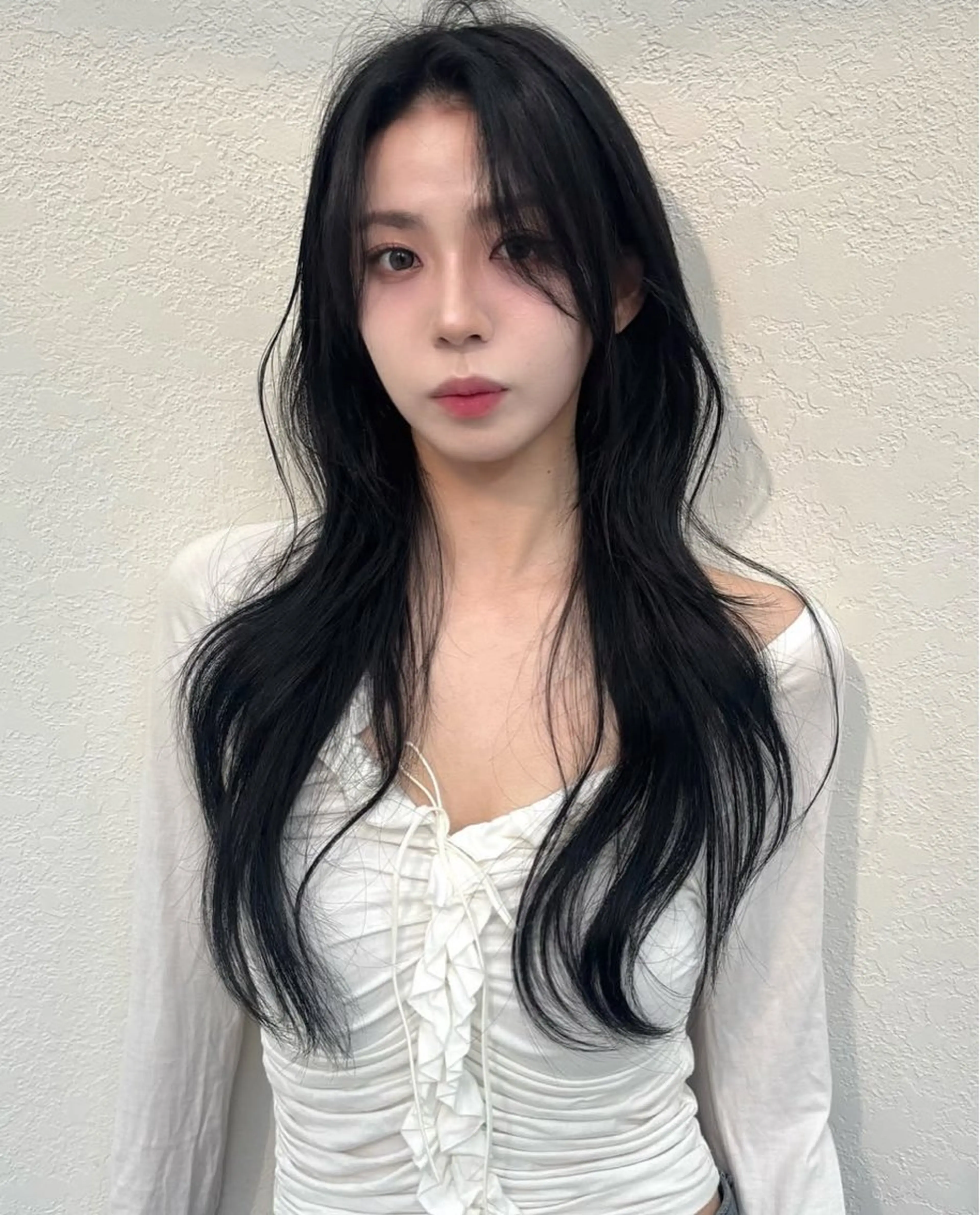 ロング カット ヘアカラー salowin 原宿 aroa所属・韓国／ハッシュカット ／透明感カラー／金野のヘアスタイル