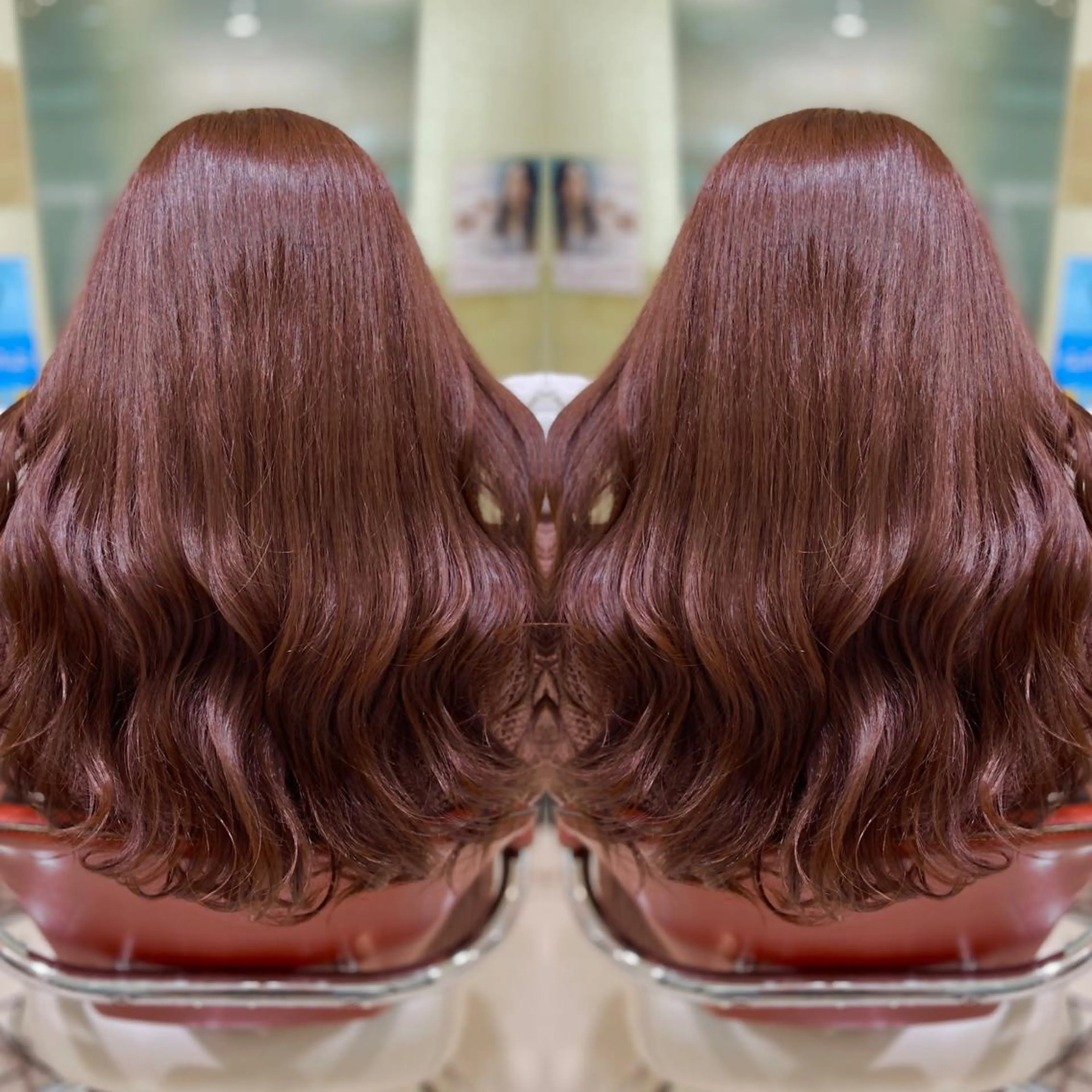 セミロング カット ヘアカラー Y Uのヘアスタイル