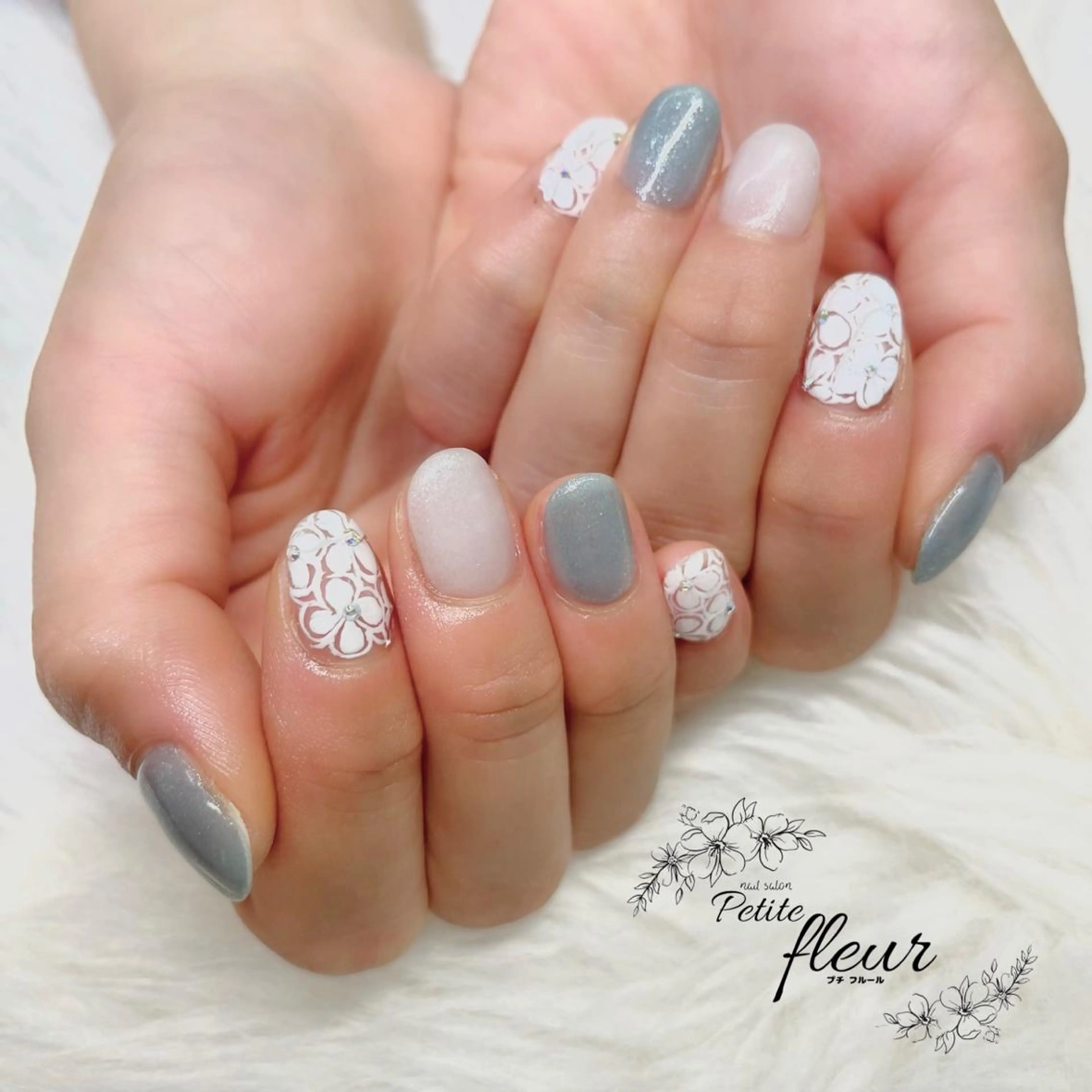 ネイル フラワーネイル レース ❁⃘*。Petite fleur❁⃘*りさのネイルデザイン