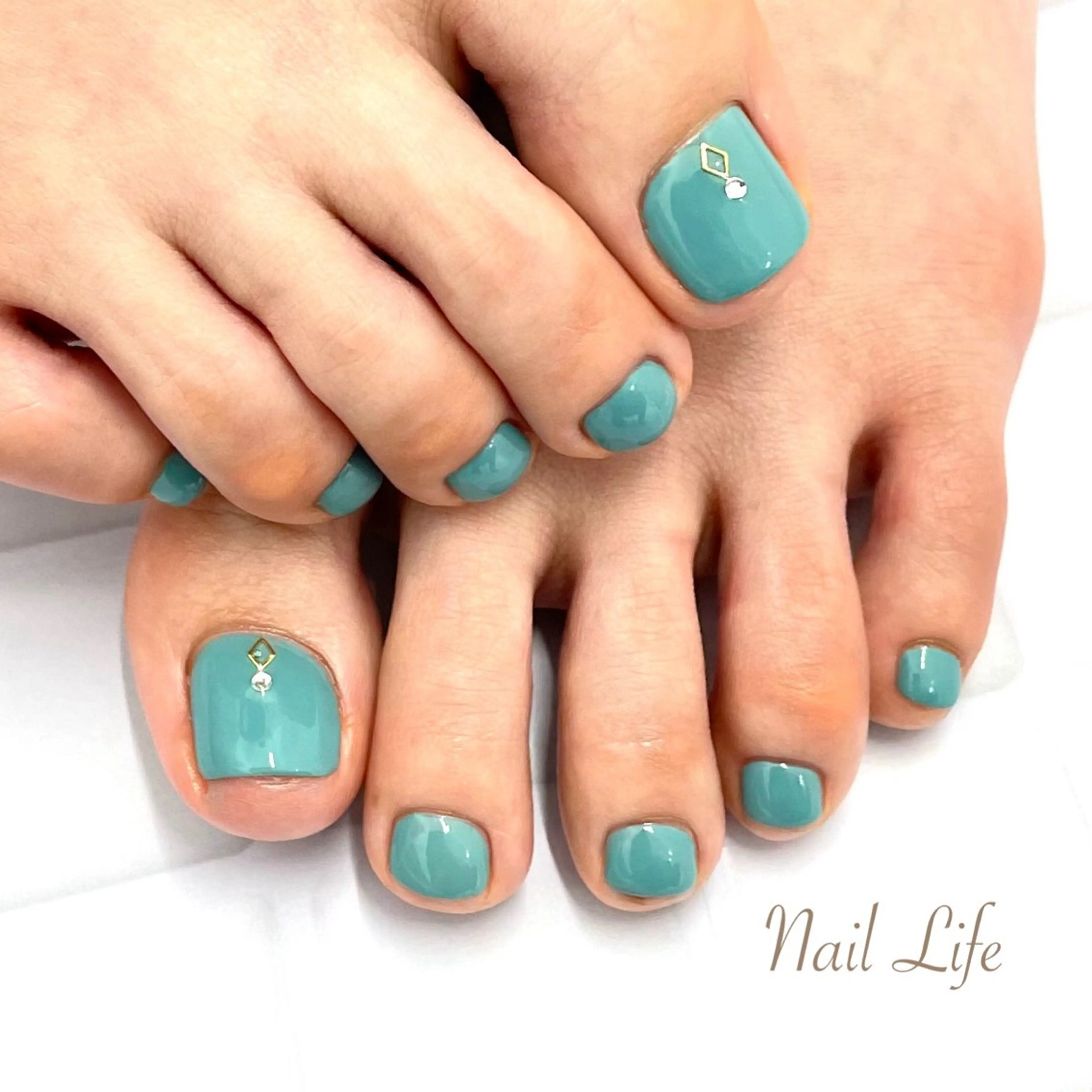 ネイル ブルー フットネイル 春ネイル 大嶋 めぐみのネイルデザイン