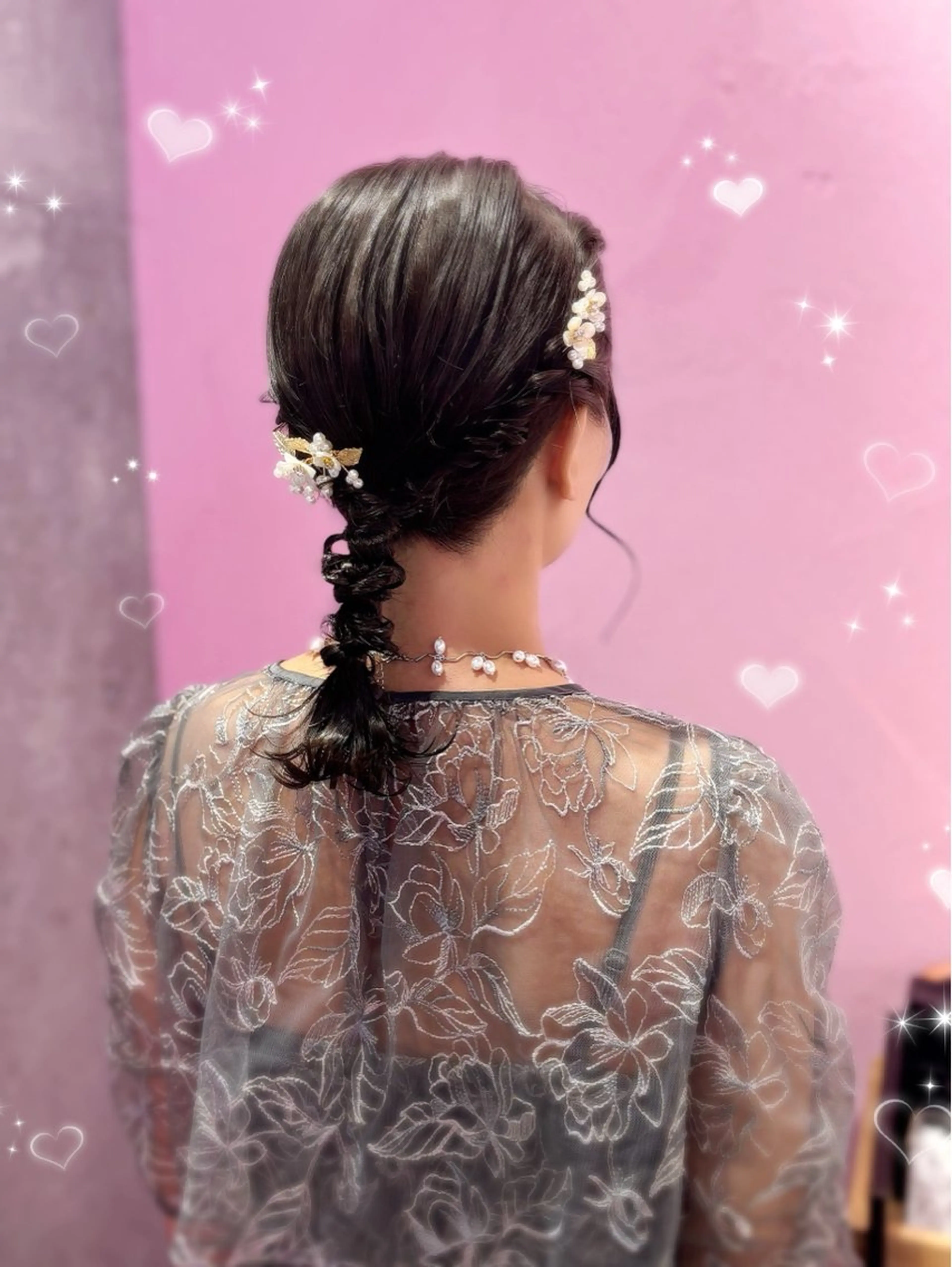 ミディアム ヘアアレンジ ヘアセット カット、縮毛矯正 モデル募集🎀あゆみのヘアスタイル