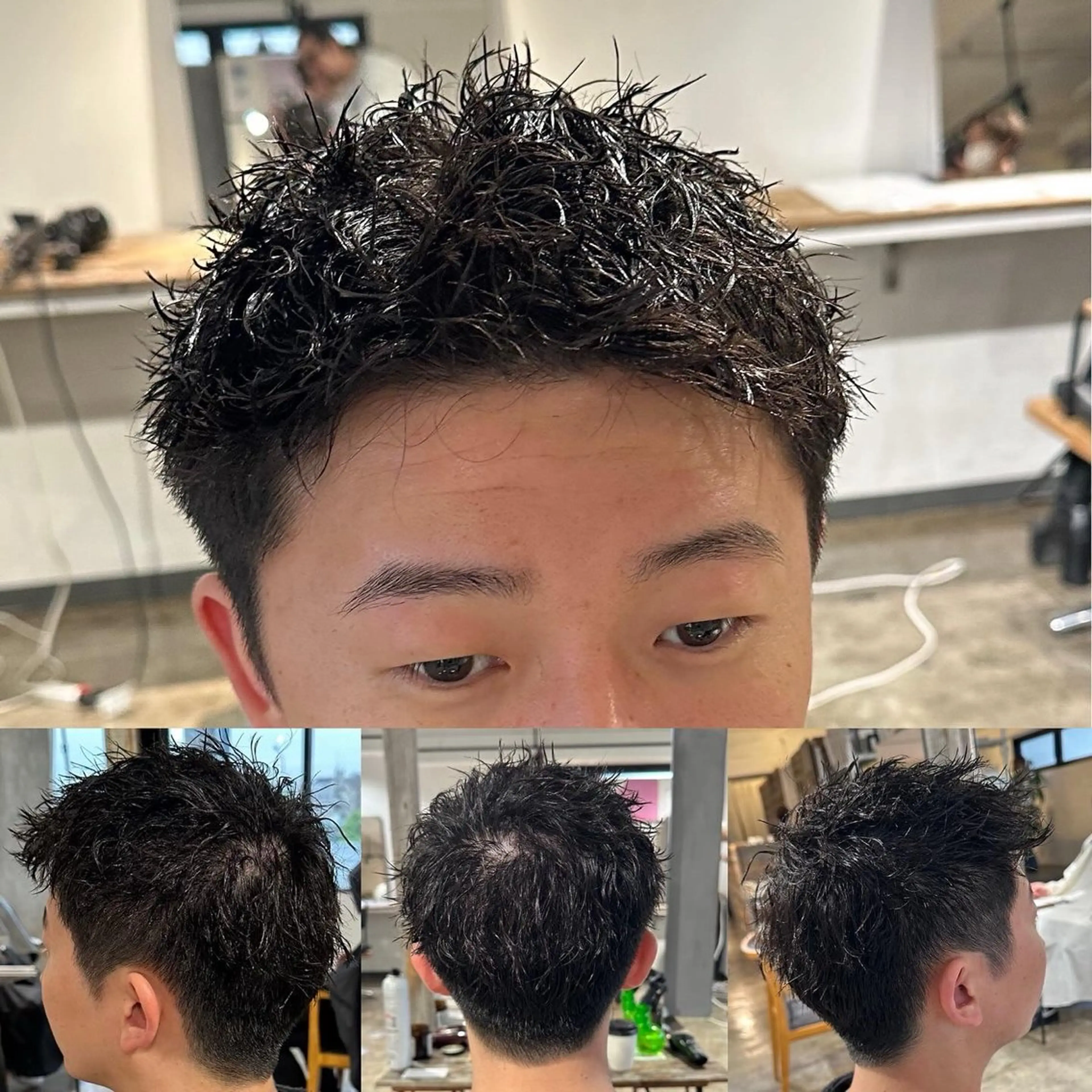 ショート パーマ メンズ センターパート フェードカット メンズパーマ プードルパーマ スキンフェード 【メンズ職人】 ✂️佐藤友のヘアスタイル