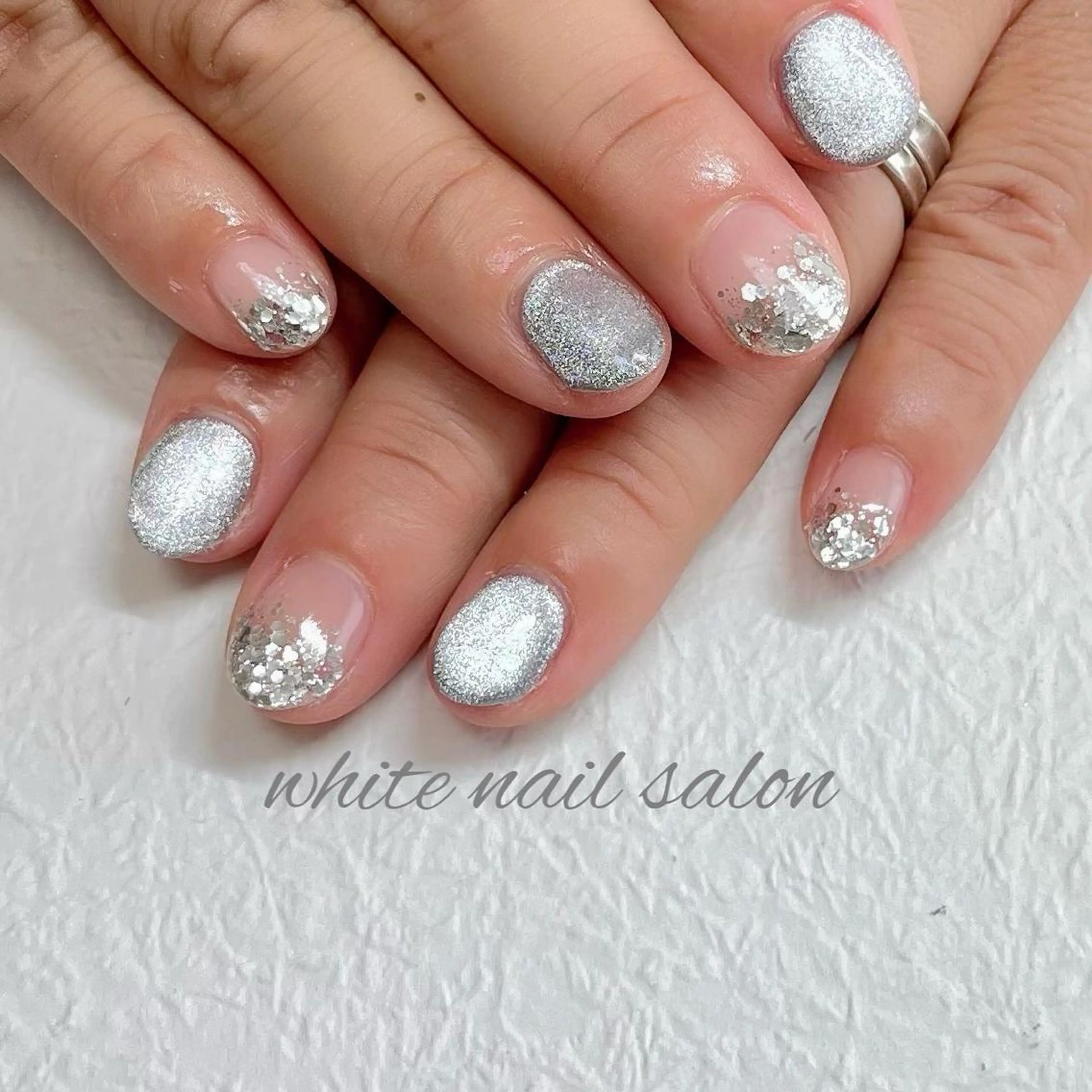 ネイル フットネイル ジェルネイル ハードジェル ラメ(グリッター) 持ち込み ハンドネイル white nail salonのネイルデザイン