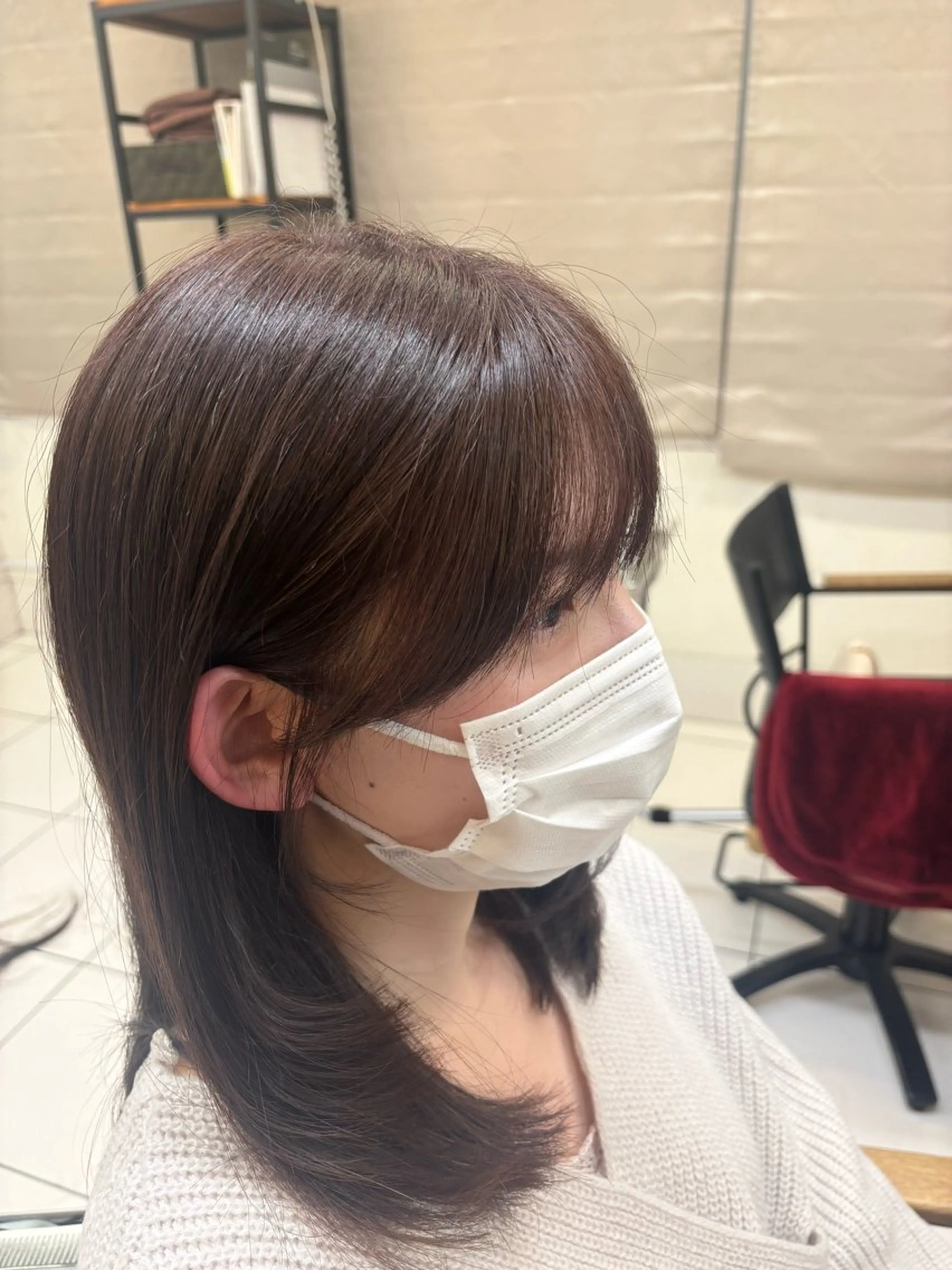 ミディアム 顔周りカット カット ヘアカラー 透明感カラー️🫧 清水杏乃のヘアスタイル