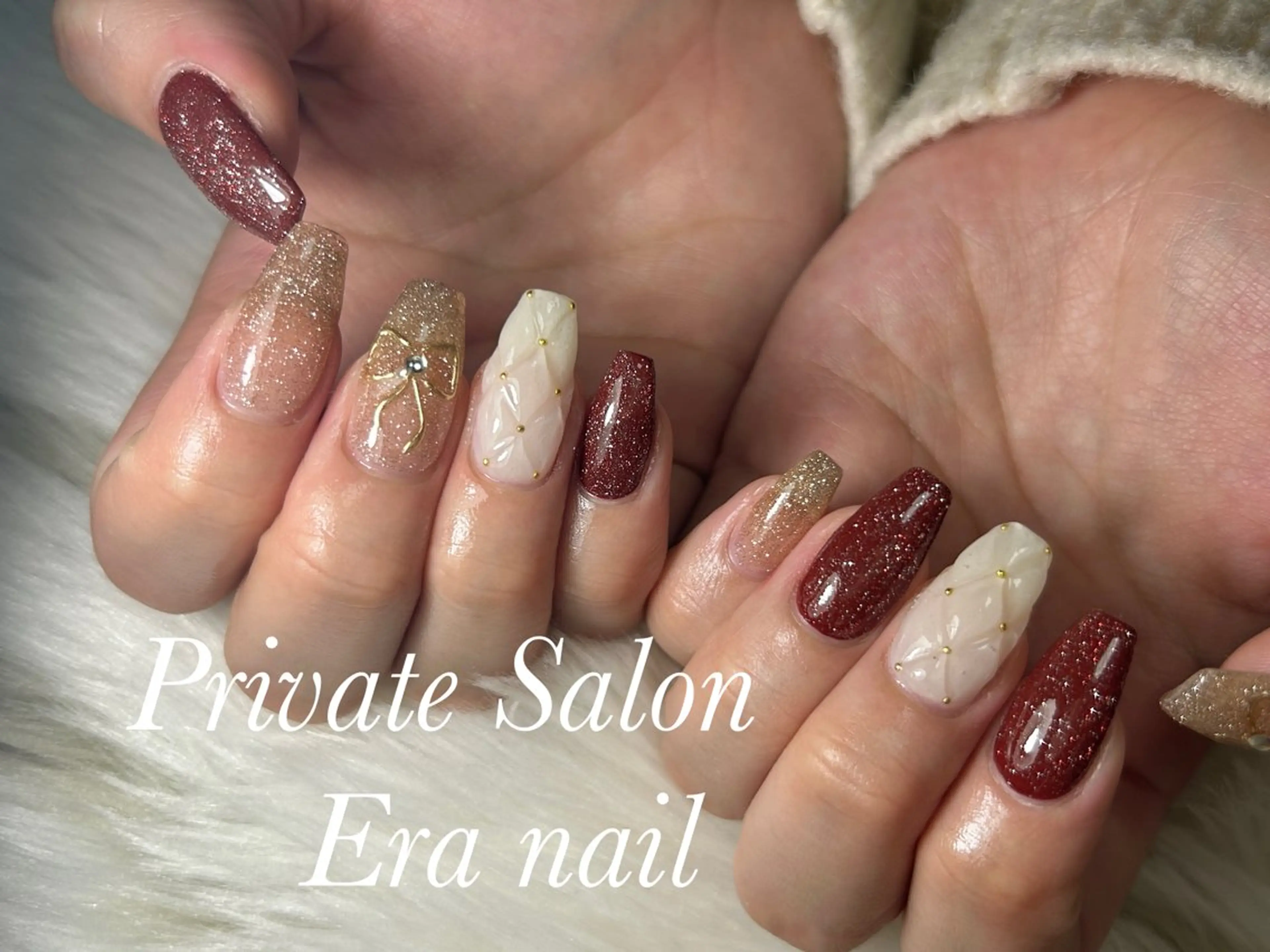 ネイル リボン ハンドネイル Era nailのネイルデザイン