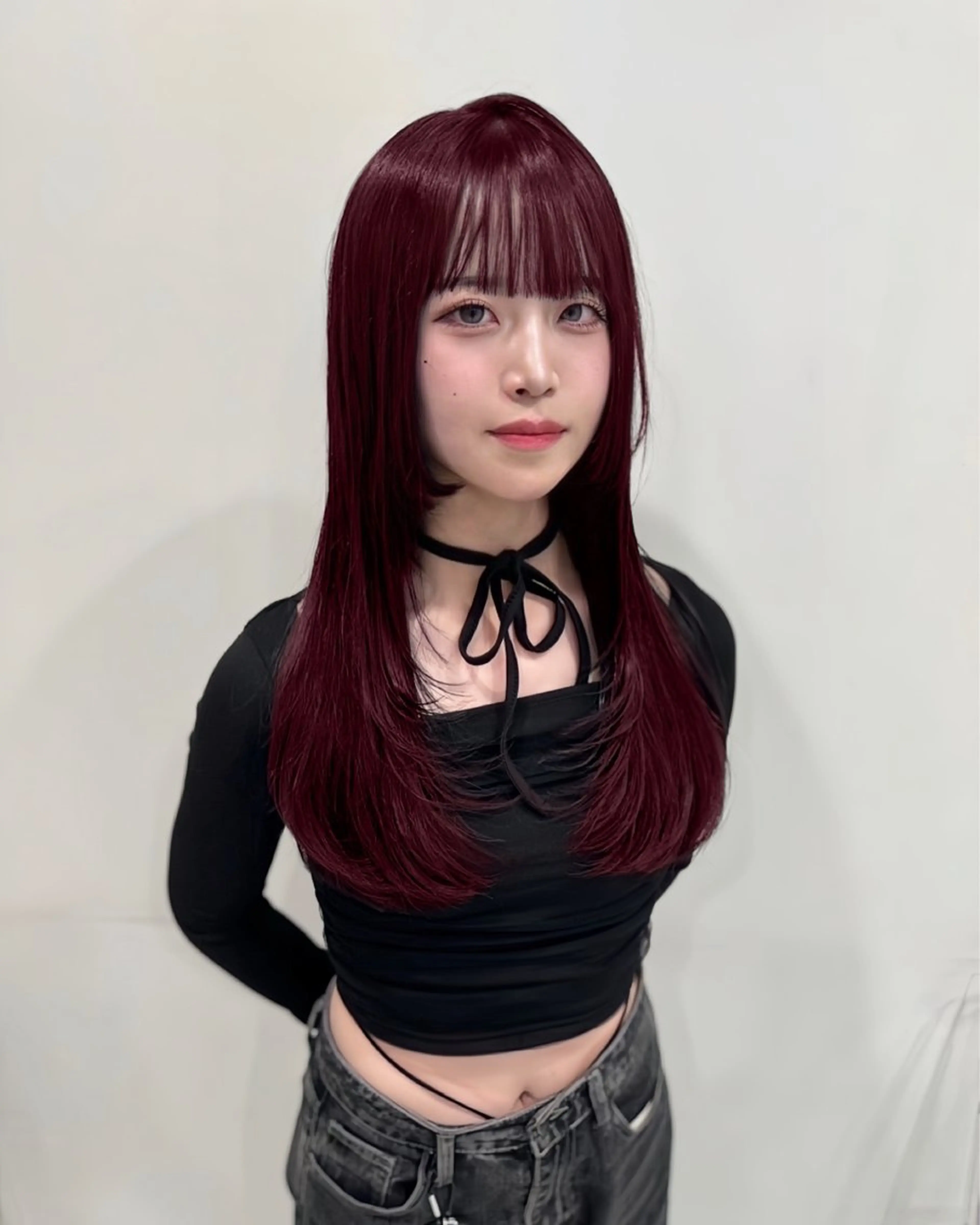 ロング カラー ヘアアレンジ カット ヘアカラー トリートメント ヘッドスパ ヘアセット 韓国レイヤーカット /韓国トレンドカラーのヘアスタイル