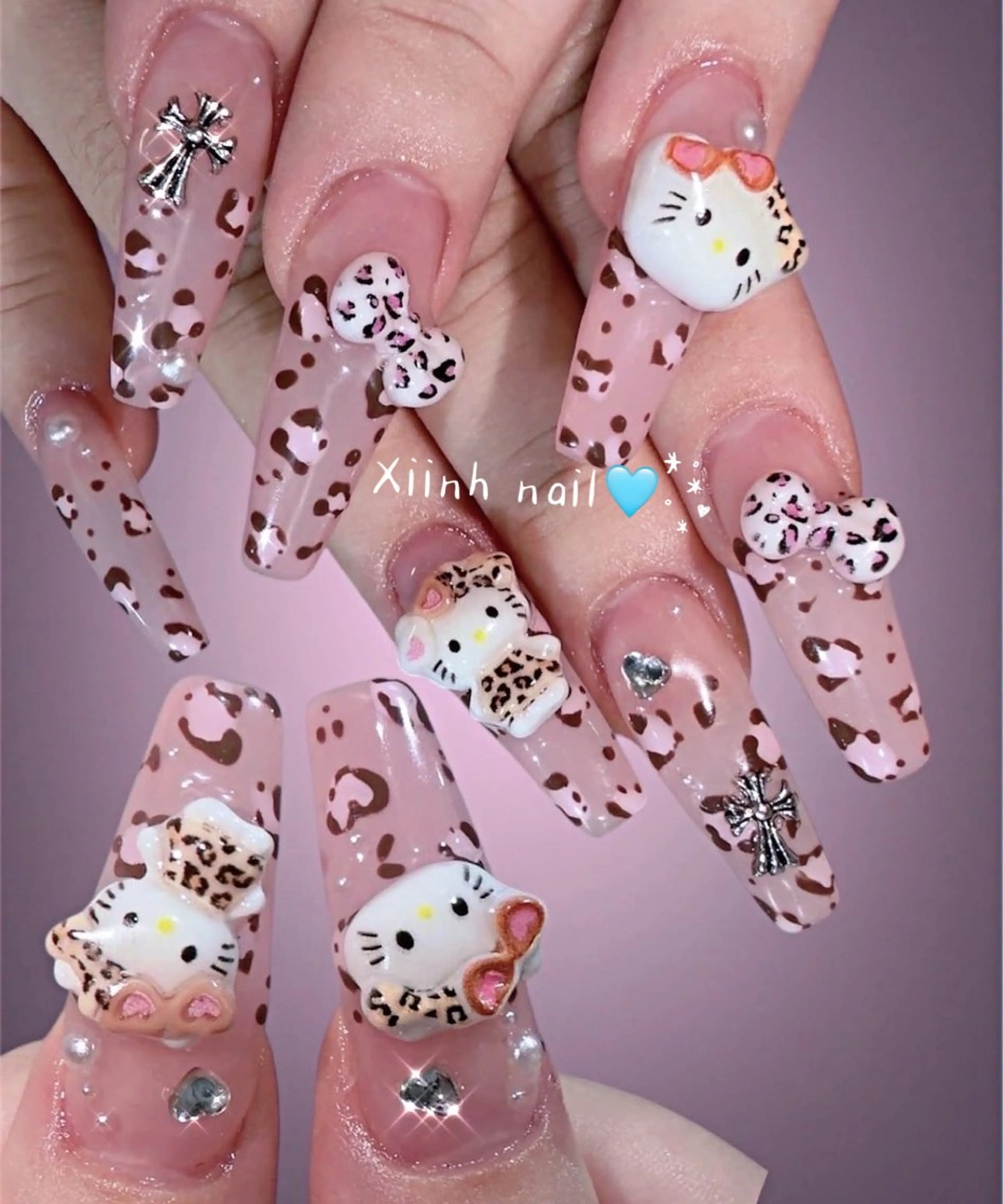 ネイル ブラウン チークネイル 桜ネイル 長さ出し フットネイル ハンドネイル XIINH NAIL SALONのネイルデザイン