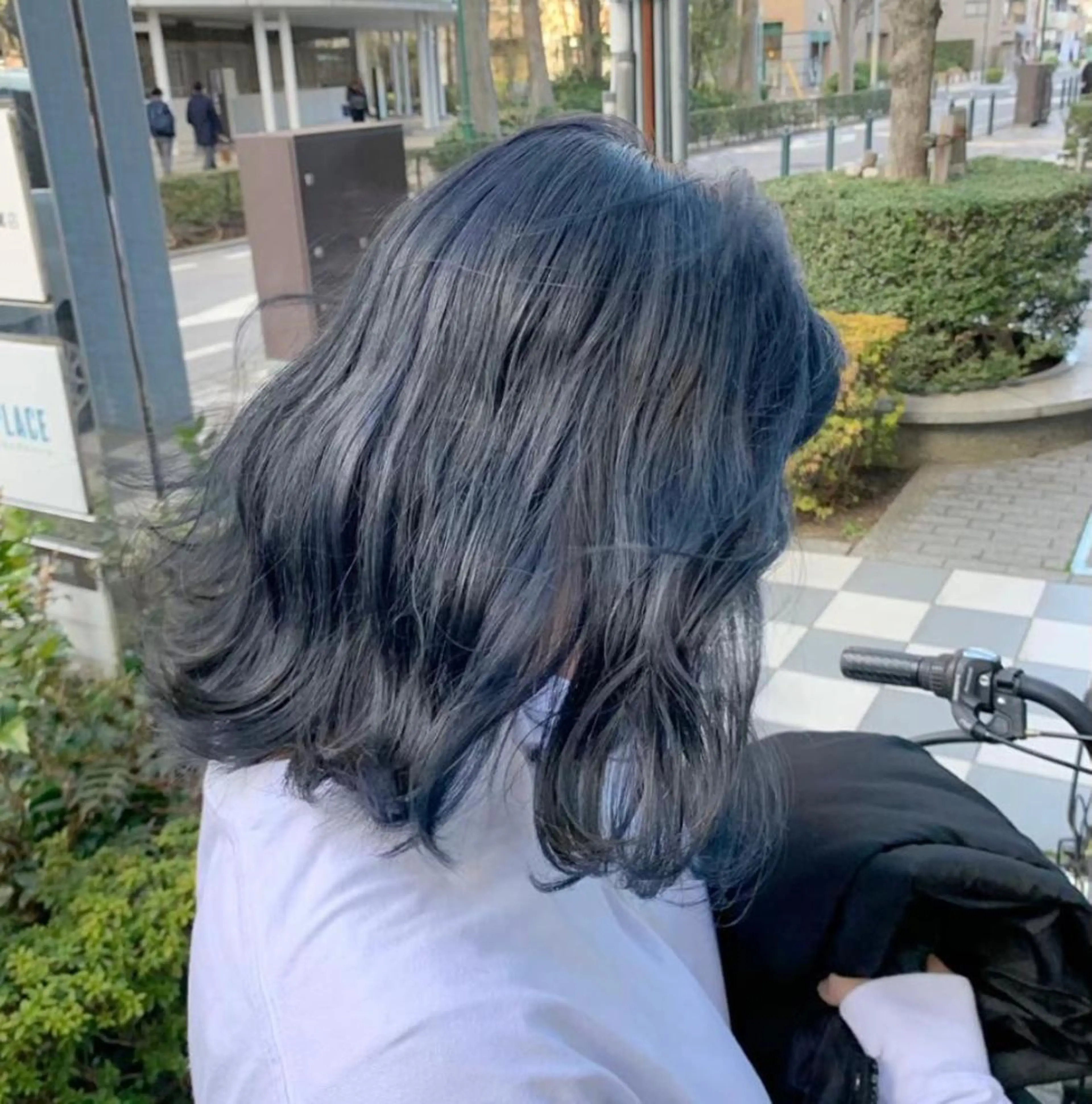 カラー ブリーチ ネイビーカラー シルバー 平野葵🎀 hair/nailのネイルデザイン