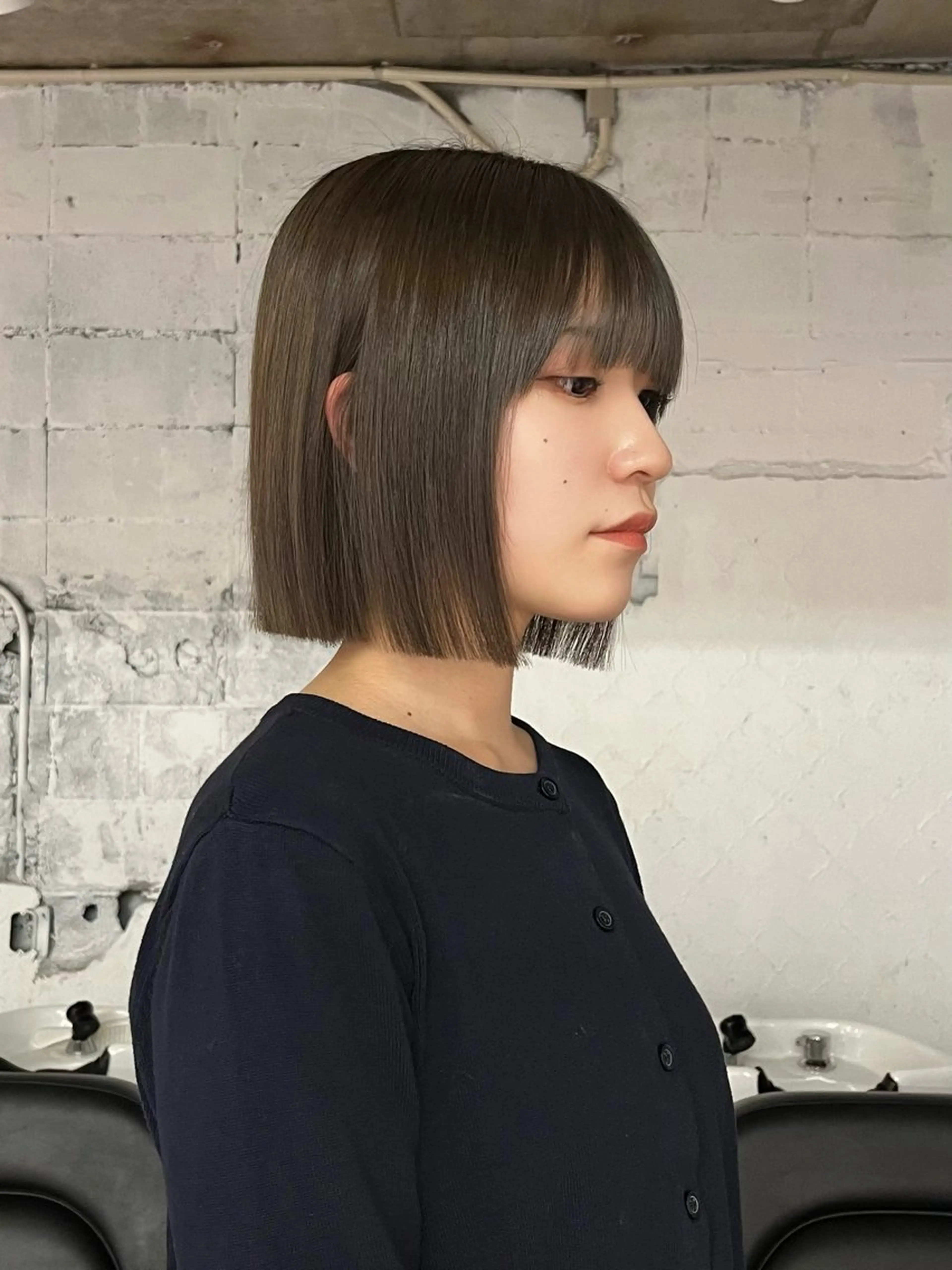ミディアム 切りっぱなしボブ ボブ 阿部 瑠斗のヘアスタイル