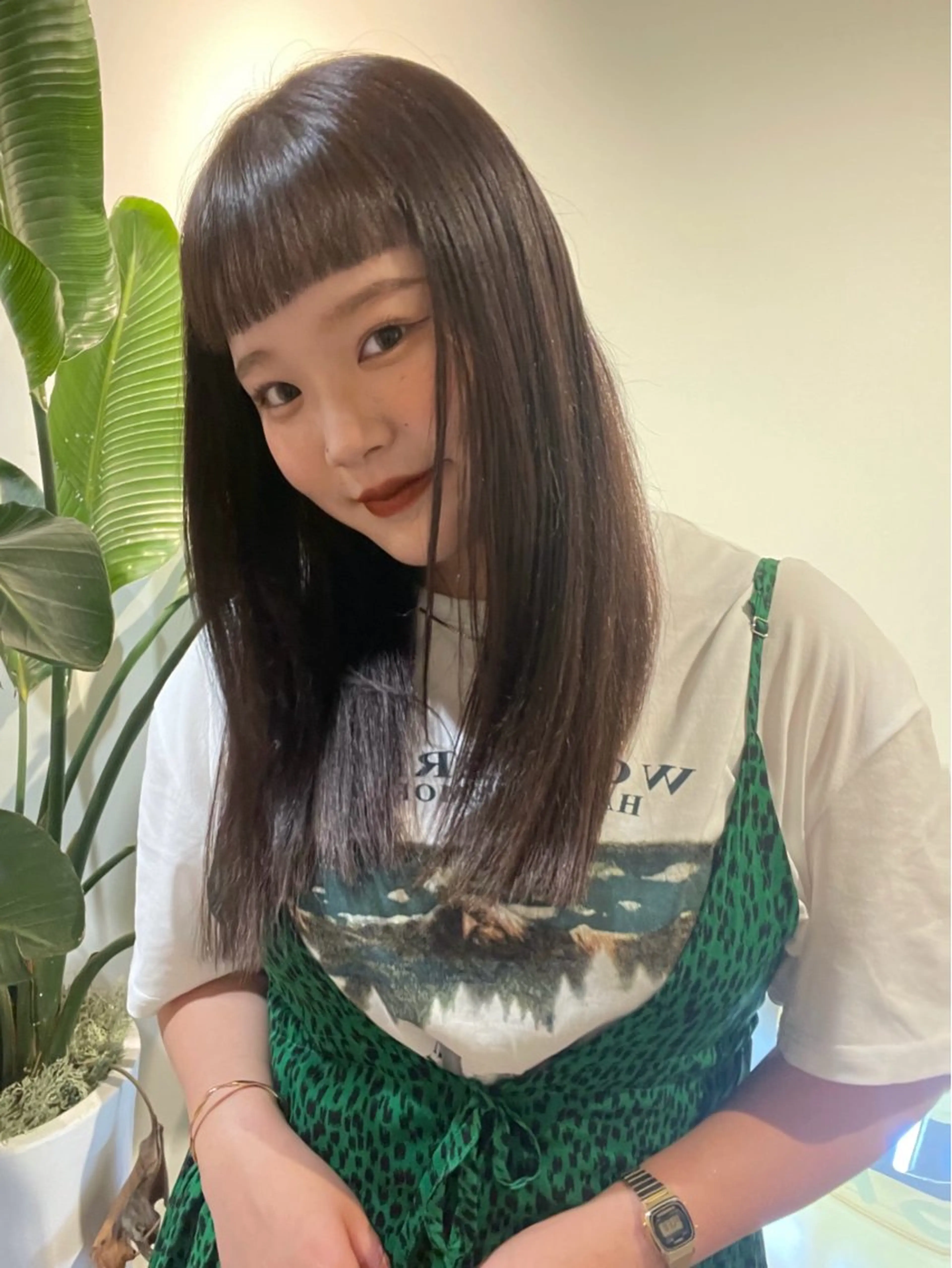 ロング カラー カット ヘアカラー トリートメント 若月 あやかのヘアスタイル