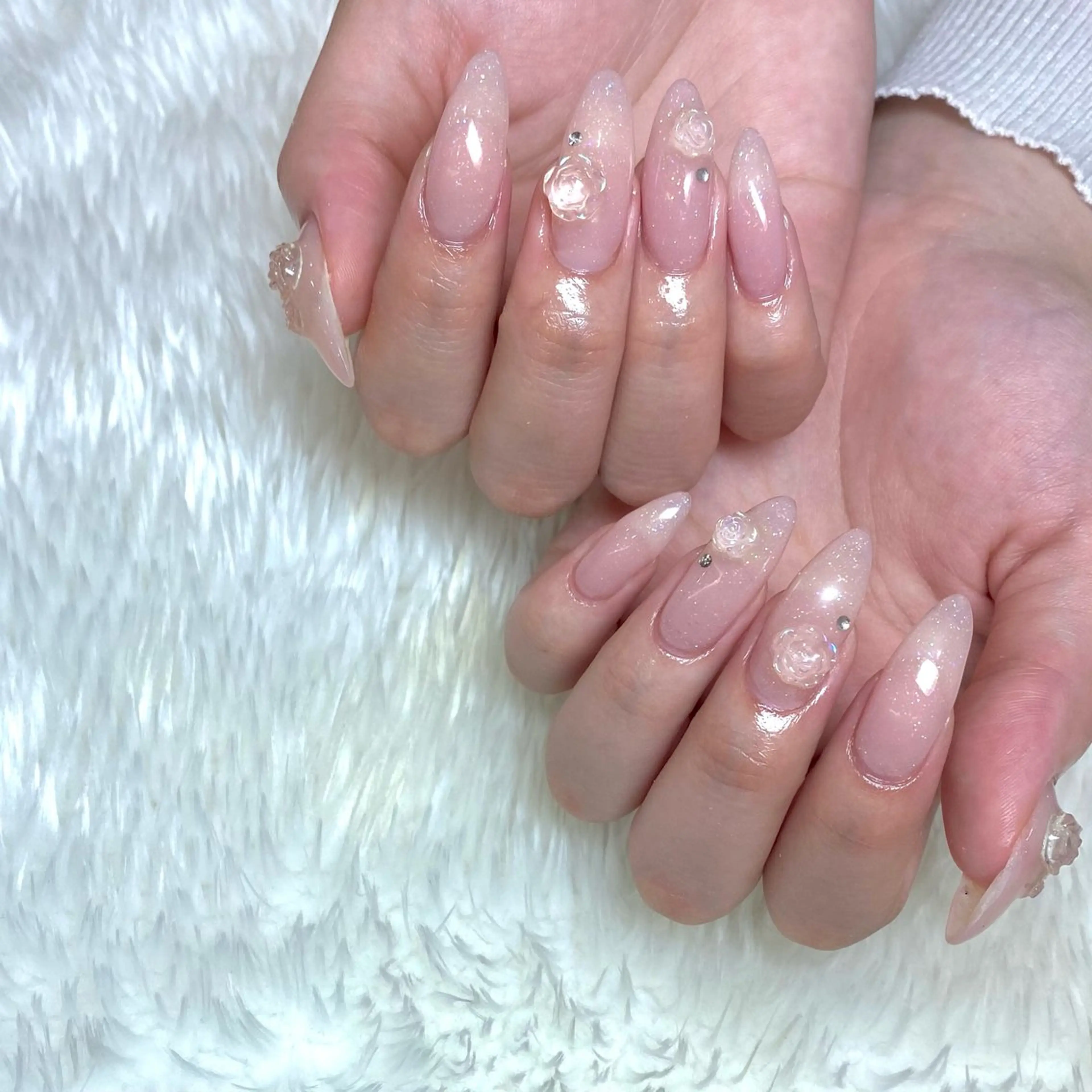 ネイル フラワーネイル ジェルネイル キラキラネイル ラメ(グリッター) 持ち込み Nailsalon Merci所属・Merci momoのネイルデザイン