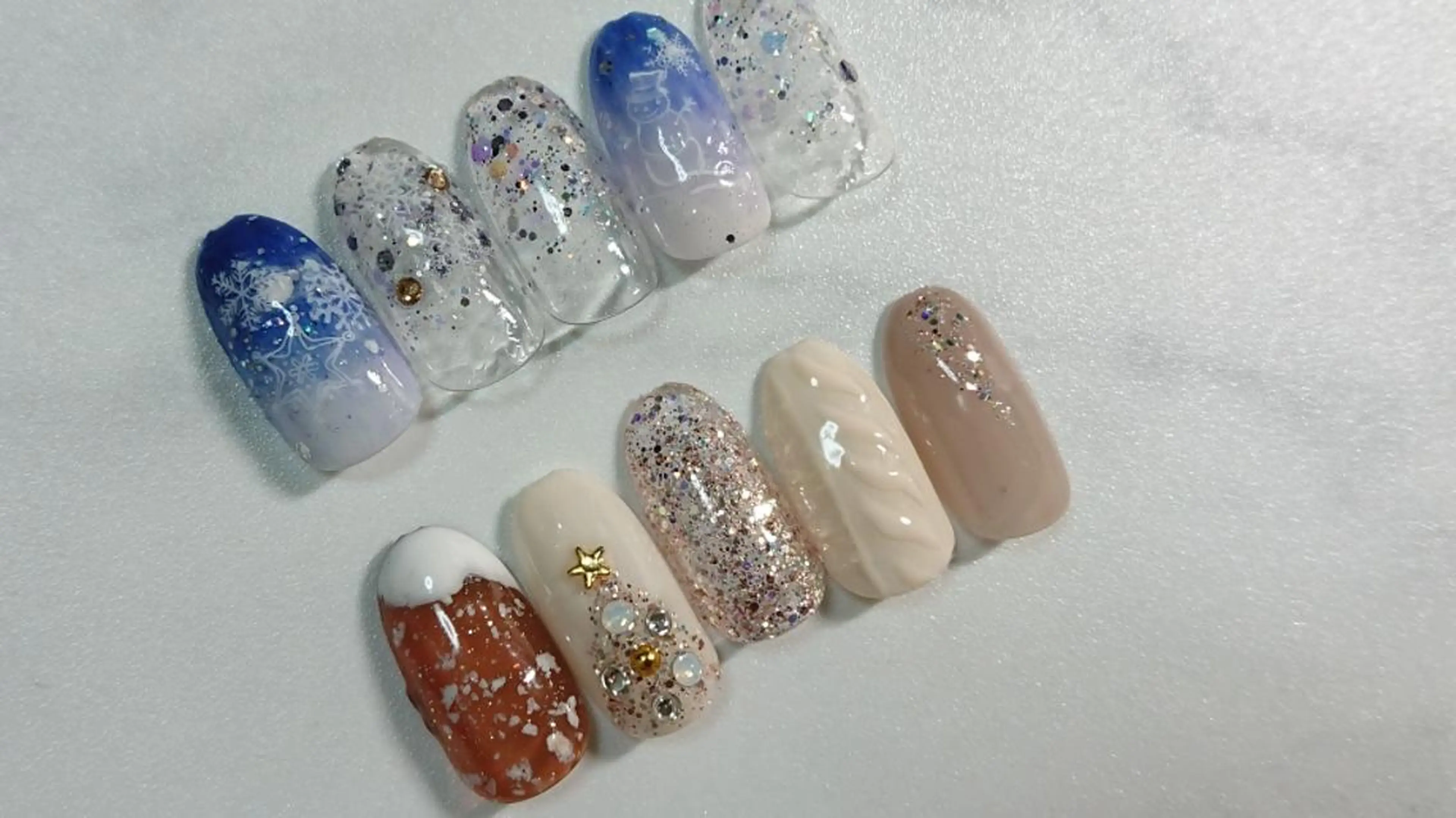 ネイル アートネイル 冬ネイル クリスマス ハンドネイル shellnail さなえのネイルデザイン