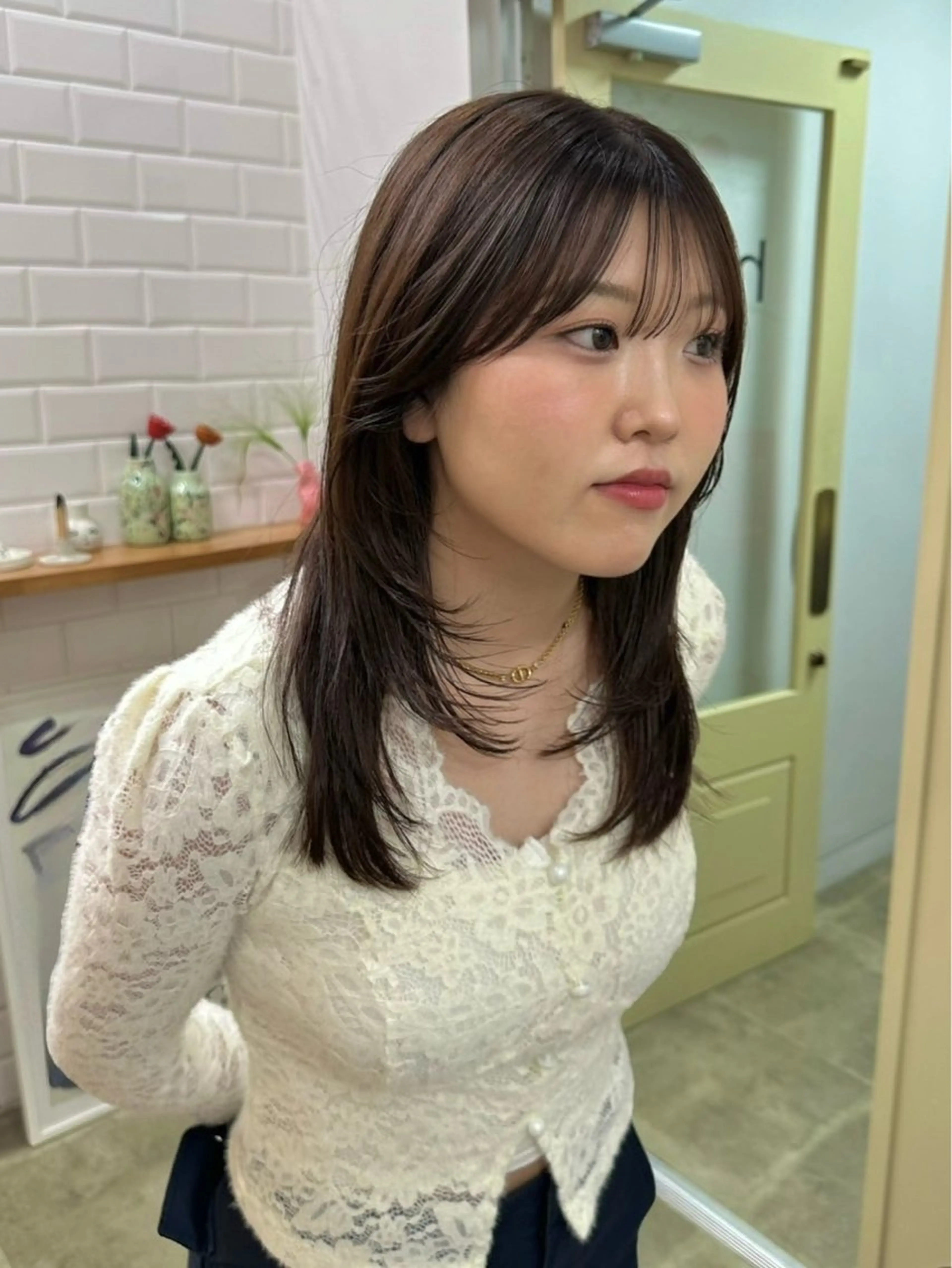 セミロング レイヤーカット カット ヘアカラー あこ/四日市レイヤー /四日市パーマのヘアスタイル