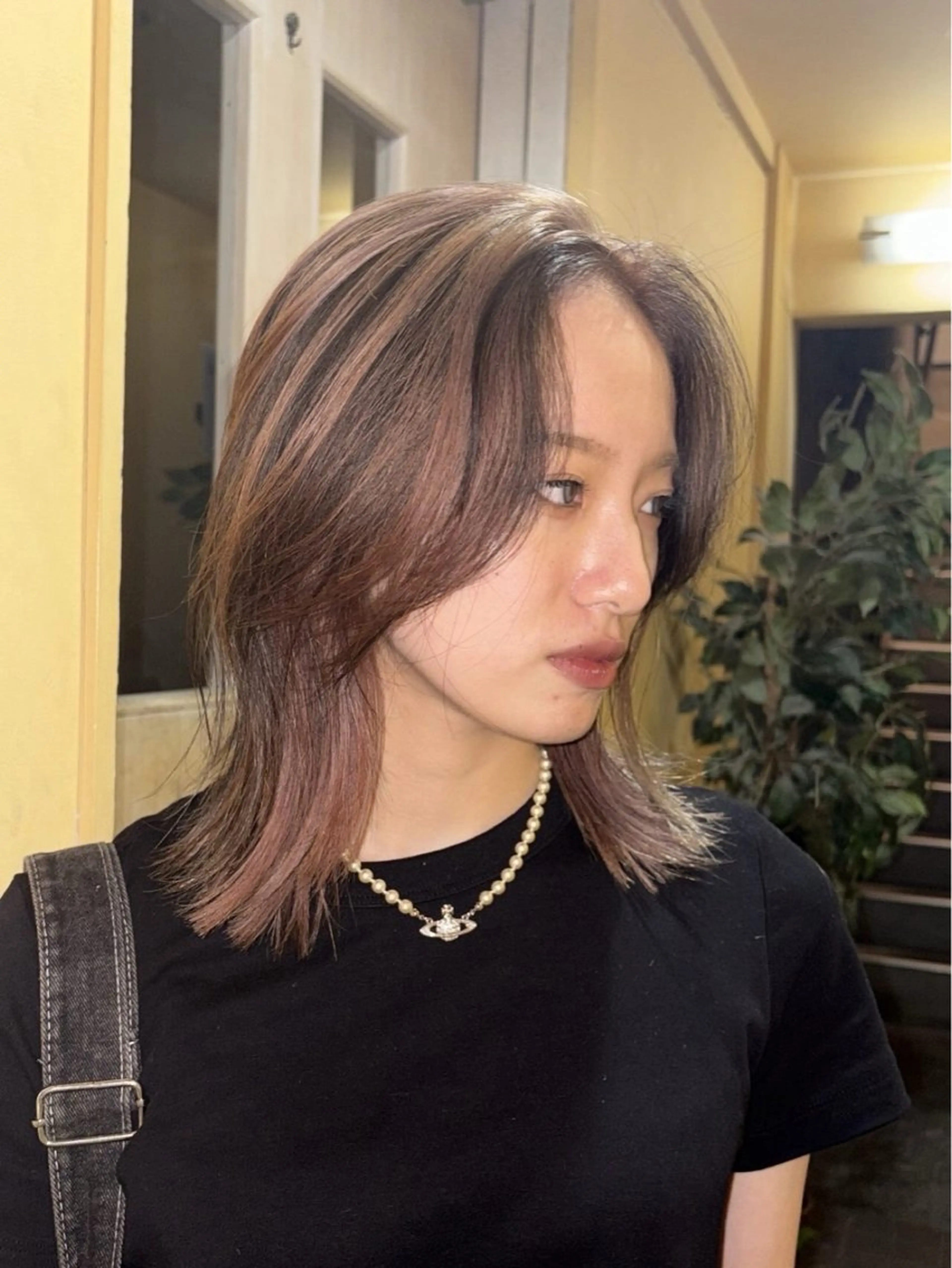 ミディアム ヘアカラー 大谷 羽音のヘアスタイル