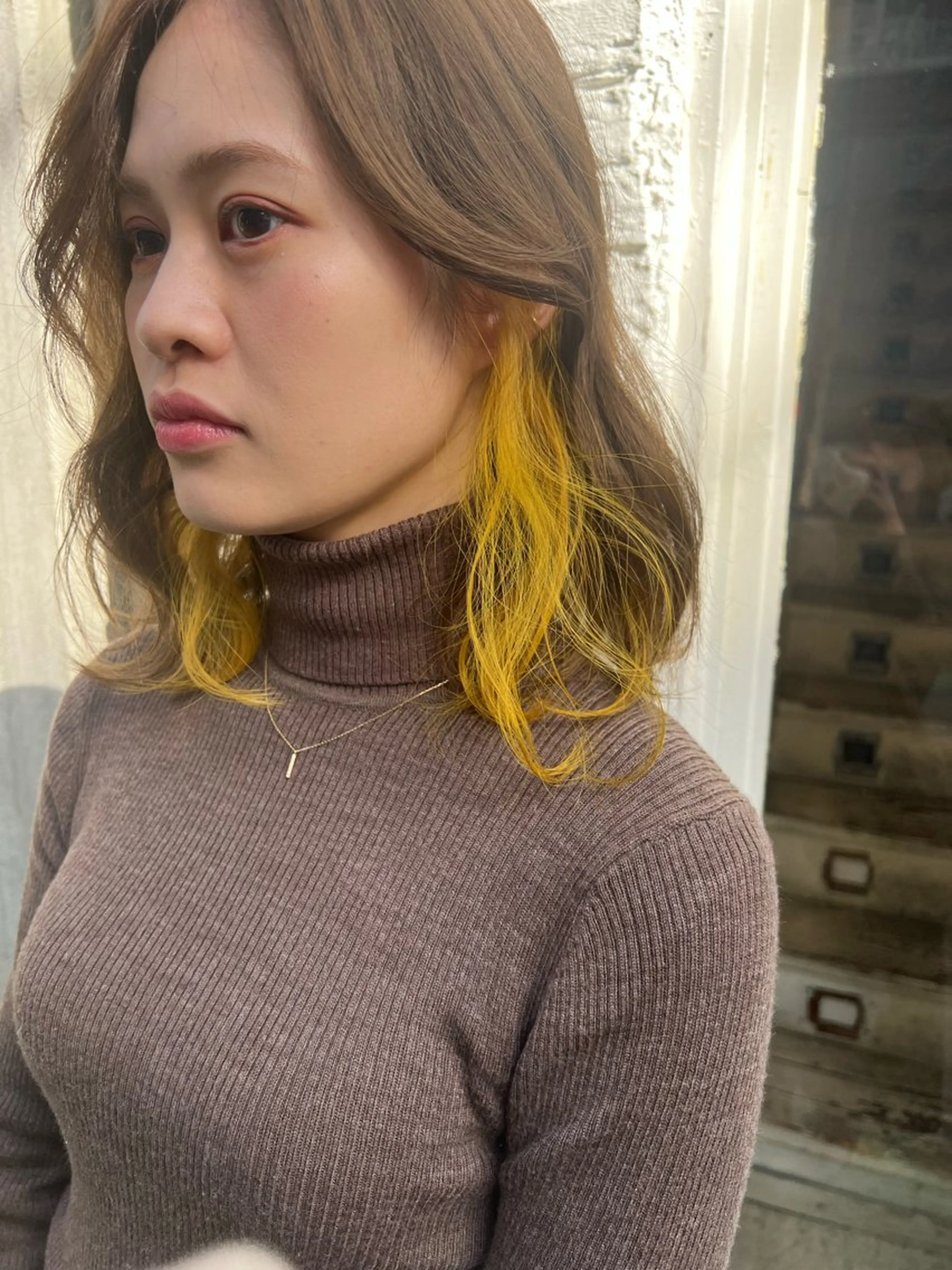 カラー ベージュカラー イエローカラー 堤 裕香のヘアスタイル