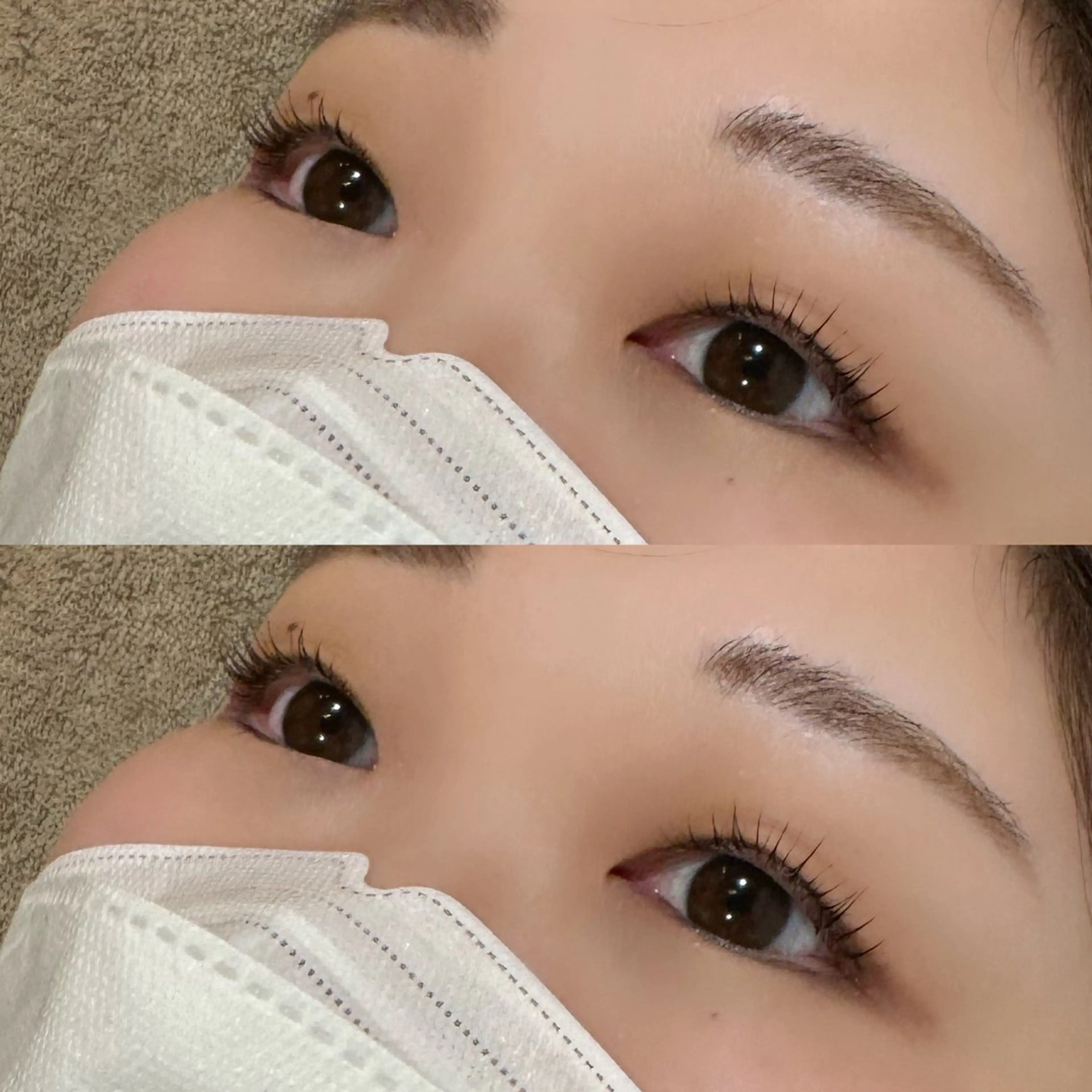 マツエク・マツパ 一重×まつ毛パーマ 透明感カラー/顔周り カット/レイヤーにかのヘアスタイル