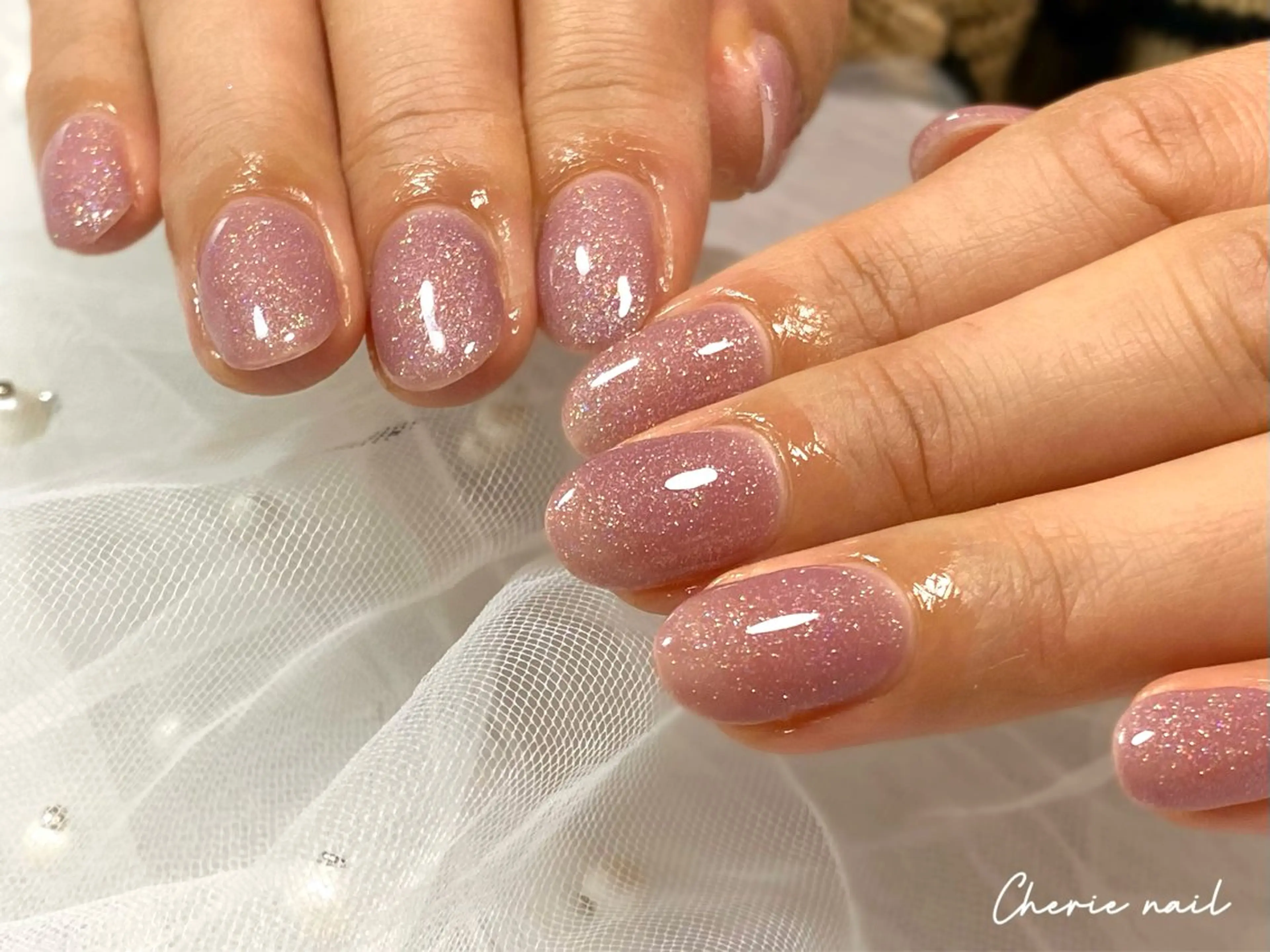 ネイル ジェルネイル キラキラネイル ラメ(グリッター) オフィスネイル ワンカラーネイル Cherienail yunaのネイルデザイン