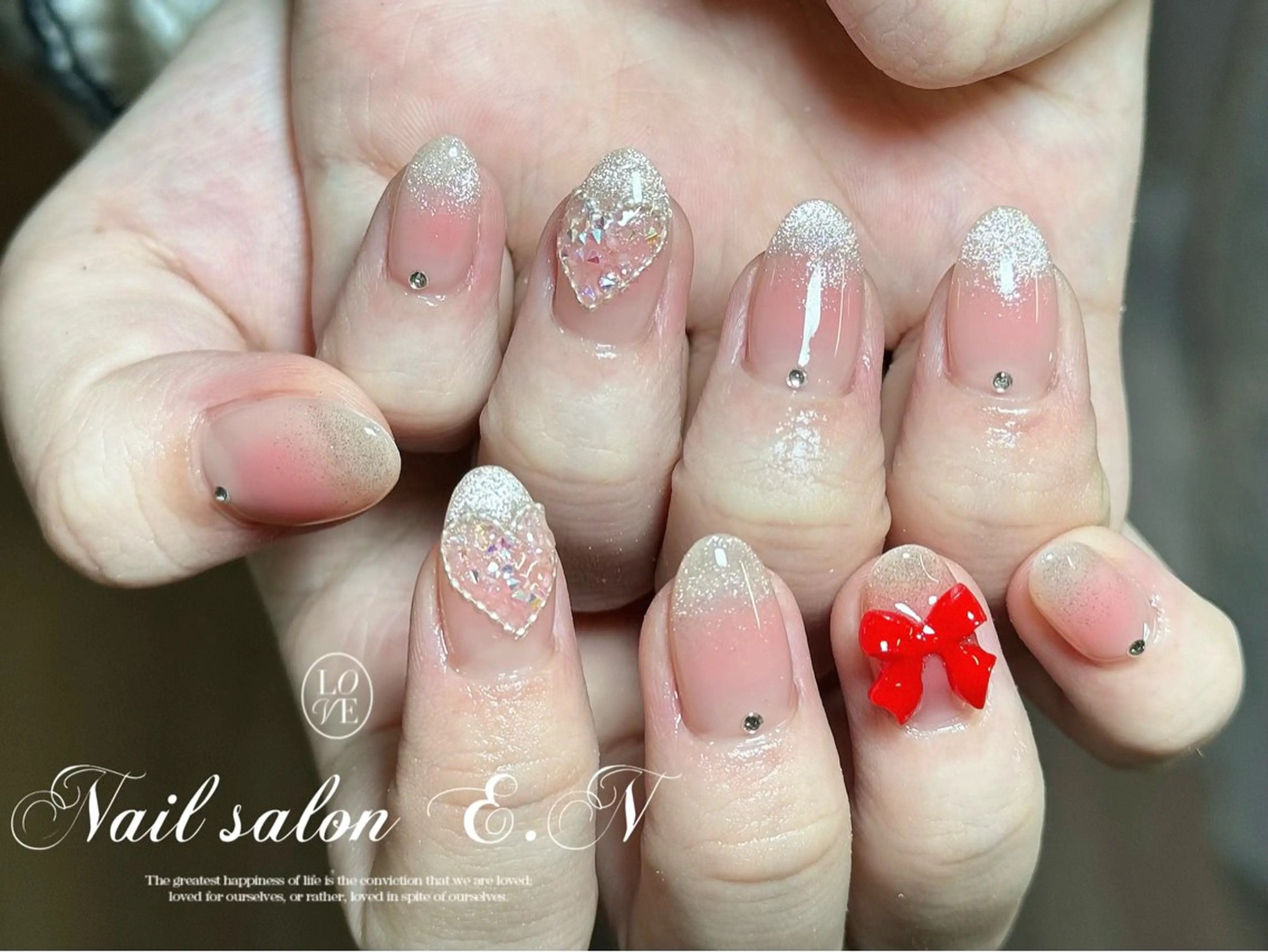 ネイル アートネイル オーロラネイル ブラウン クリアネイル フレンチネイル ハンドネイル E.N🦋 長さ出し/持ち込みのネイルデザイン