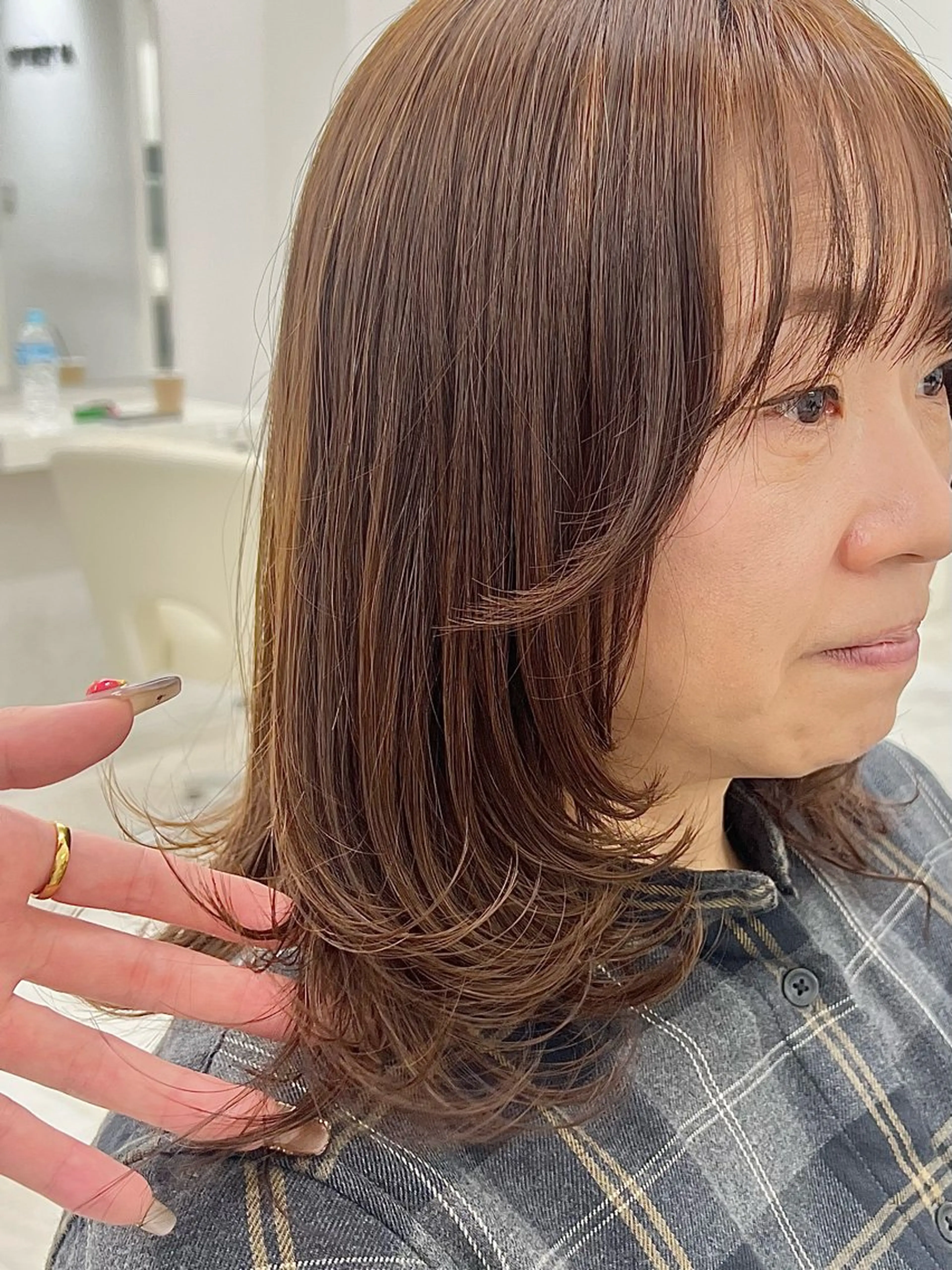 セミロング ハッシュカット 韓国風ヘア レイヤーカット 리코/渋谷/レイヤー /韓国風/ブリーチのヘアスタイル