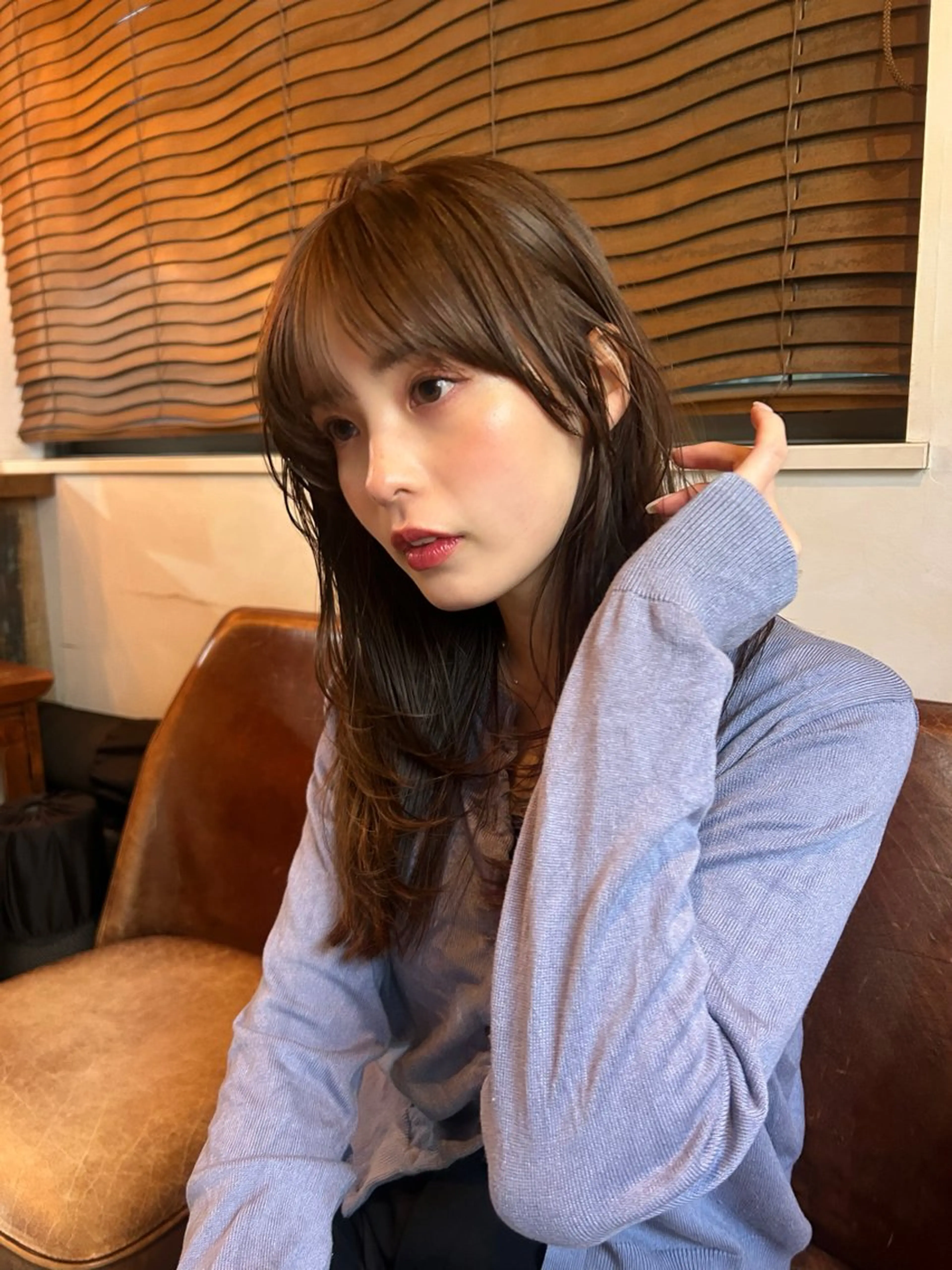 セミロング カラー パーマ カット ヘアカラー レイヤー/透明感/ ブリーチなし/わかなのヘアスタイル