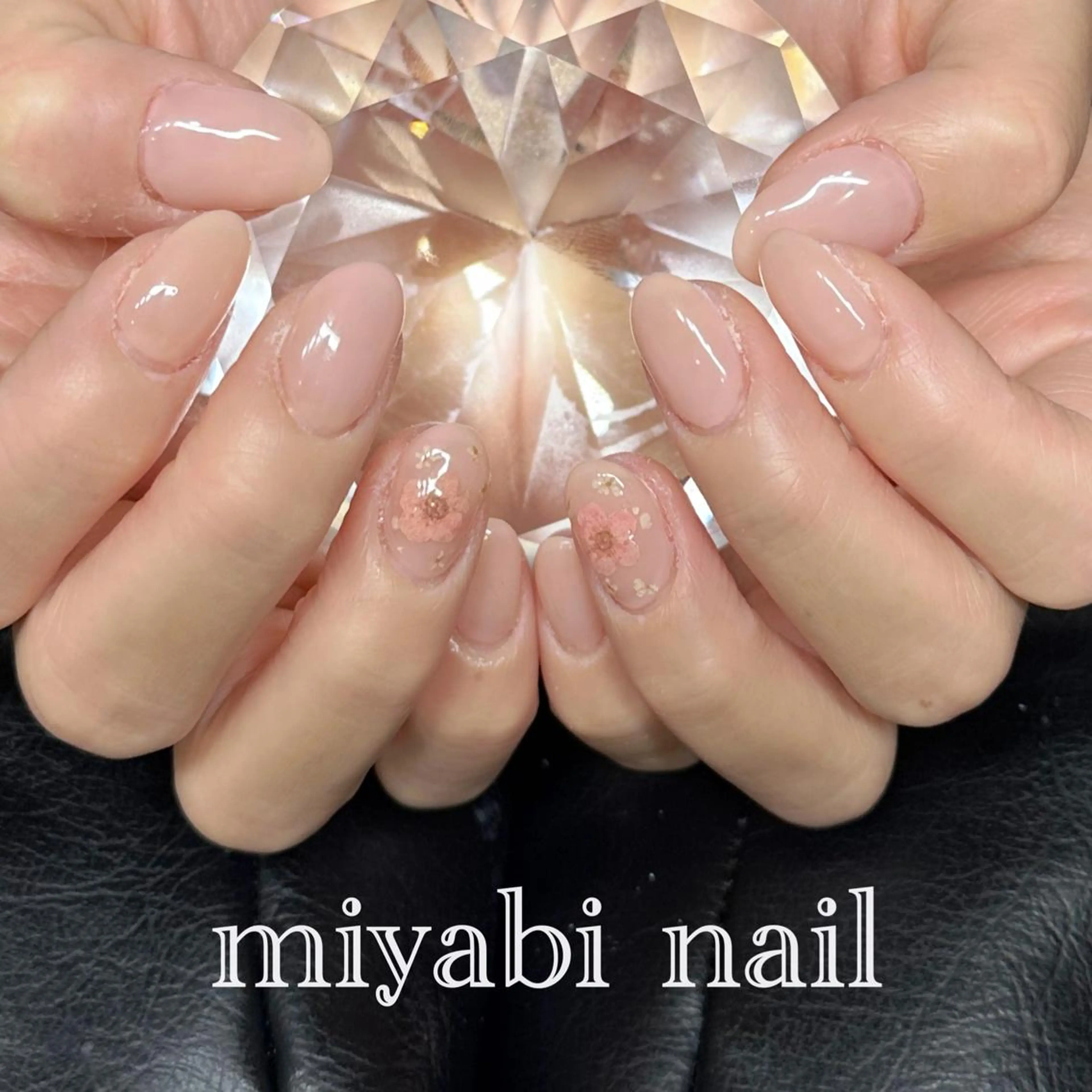 ネイル フラワーネイル 持ち込み オフィスネイル ピンク 春ネイル ハンドネイル miyabi nail 桂川駅近くのネイルデザイン