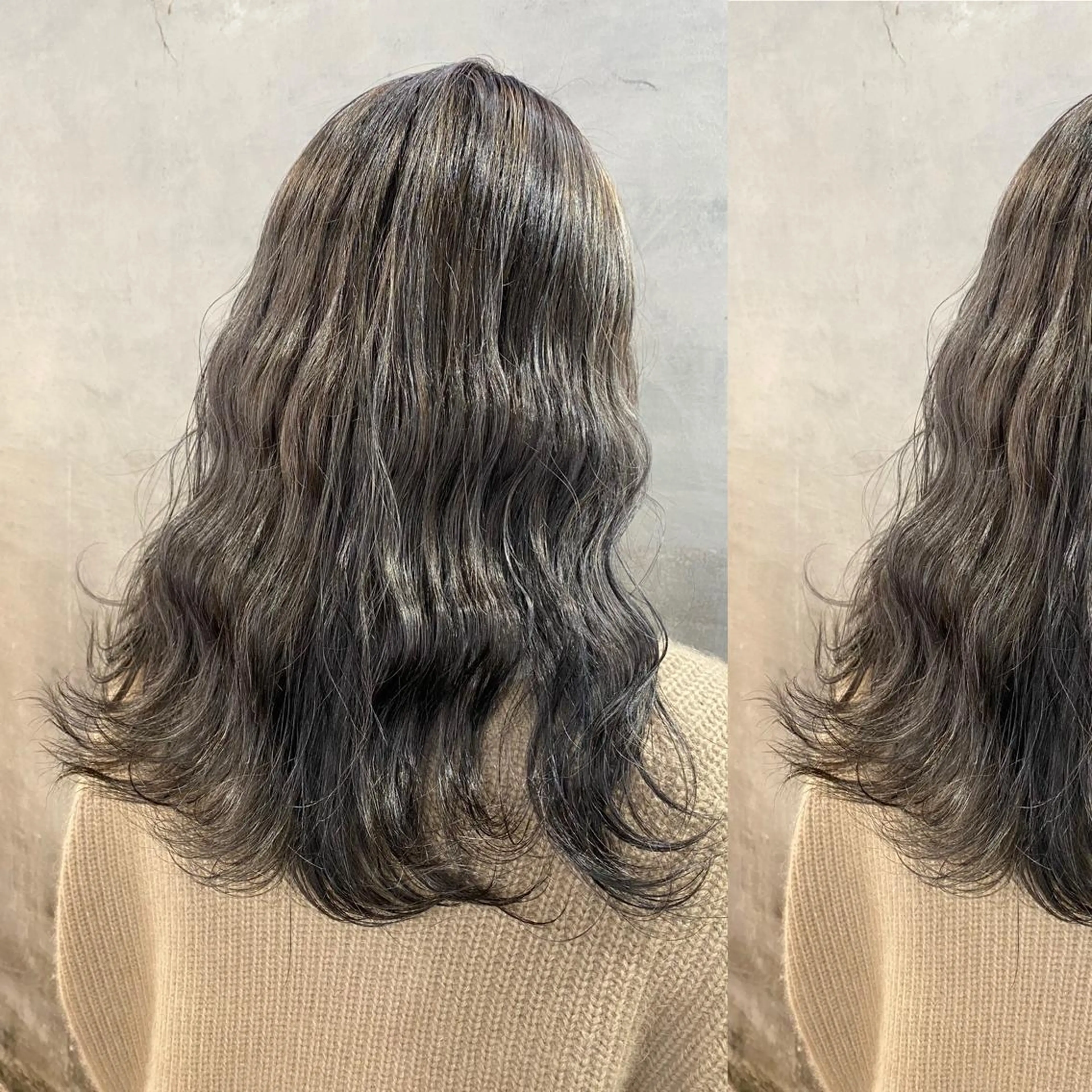 ミディアム カラー ネイビーカラー カット ヘアカラー トリートメント ツキノキ ミナのヘアスタイル