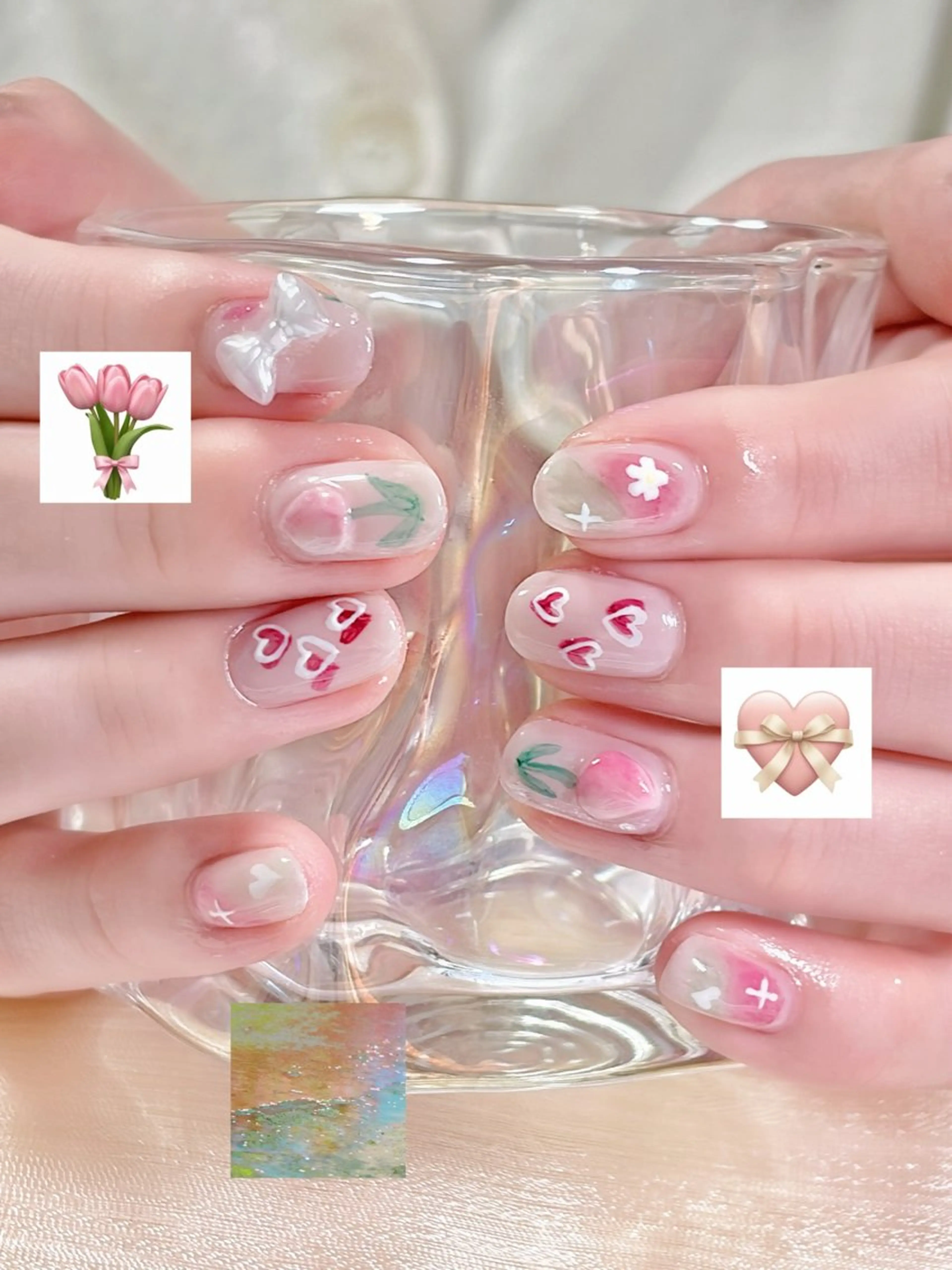 ネイル カジュアル ガーリー 韓国ネイル 持ち込み オフィスネイル ハンドネイル haku mioのネイルデザイン