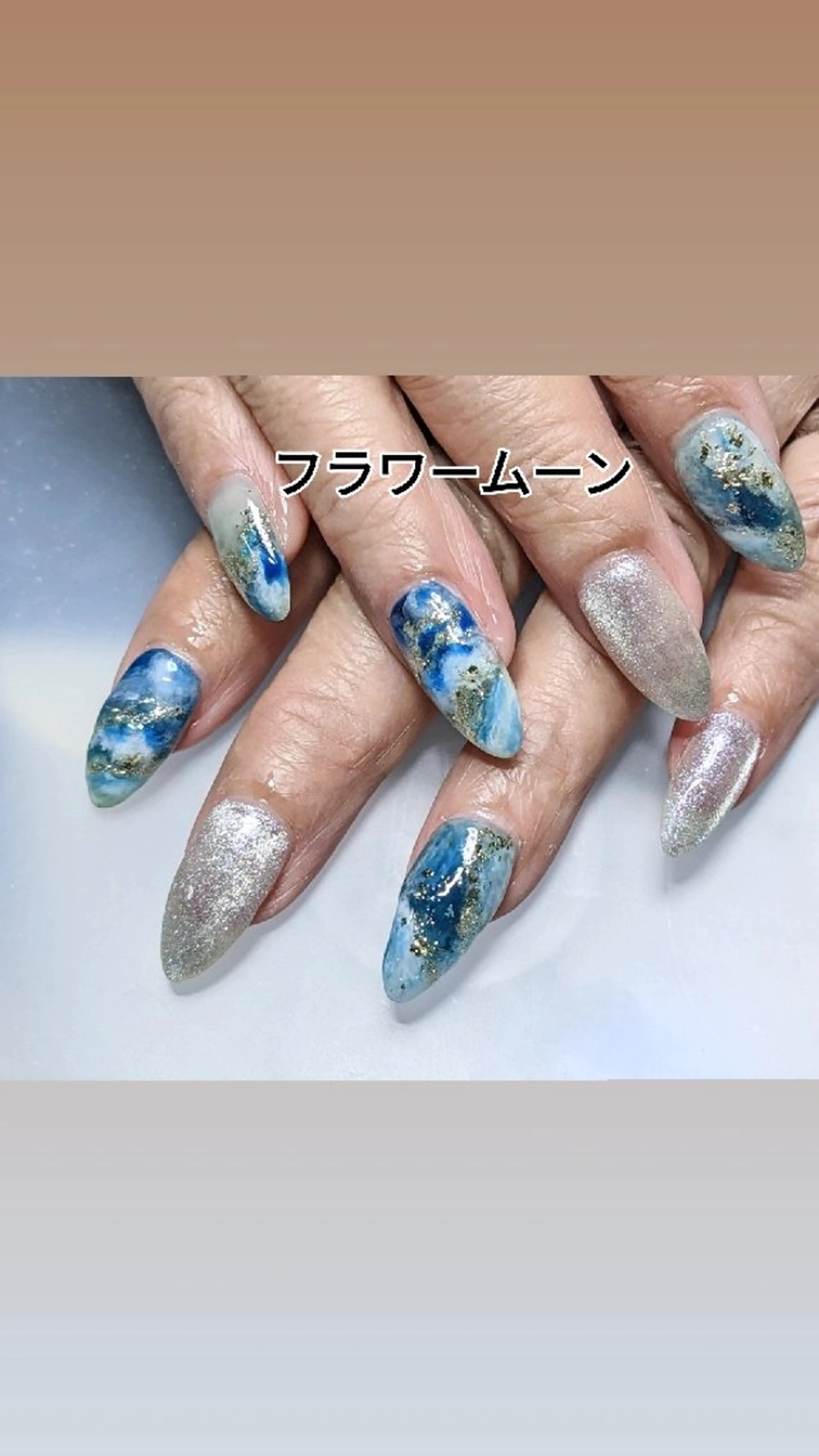 ネイル マグネットネイル ハンドネイル ハンドケア フラワー ムーンのネイルデザイン