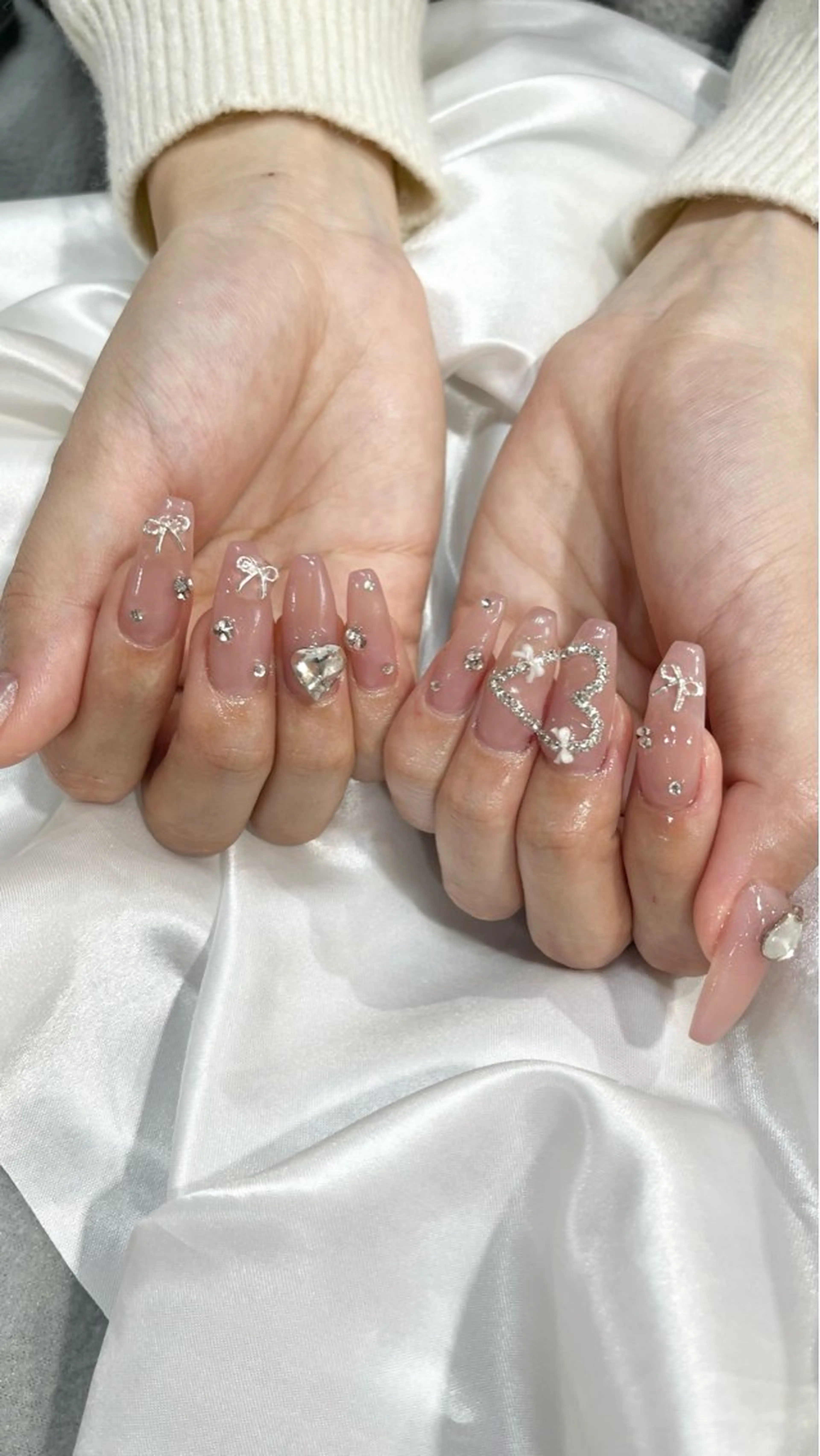 ネイル ハート リボン ハンドネイル nailsister ただのネイルデザイン