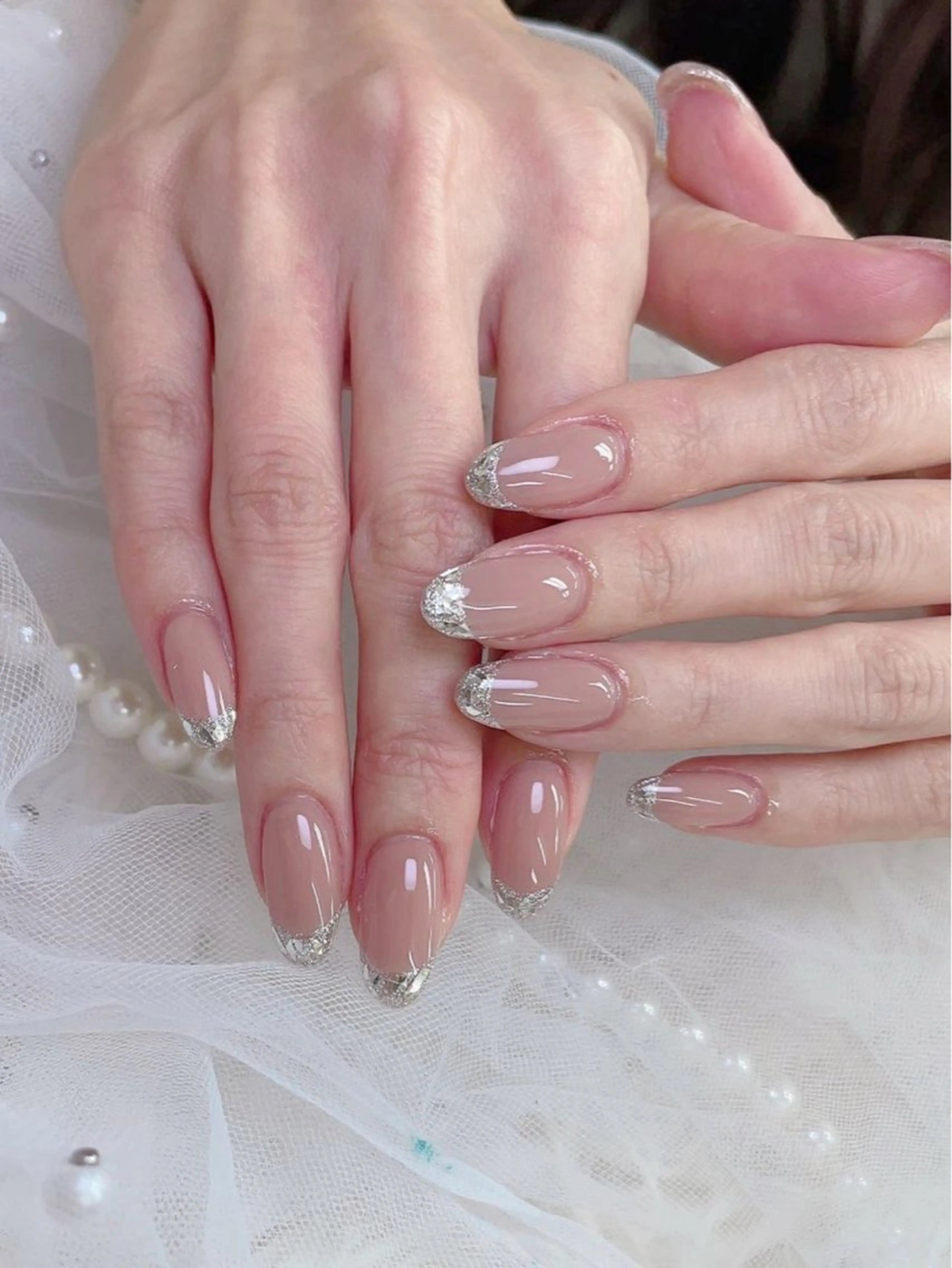 ネイル フレンチネイル ガラスフレンチ lucky nail 歌舞伎町のネイルデザイン