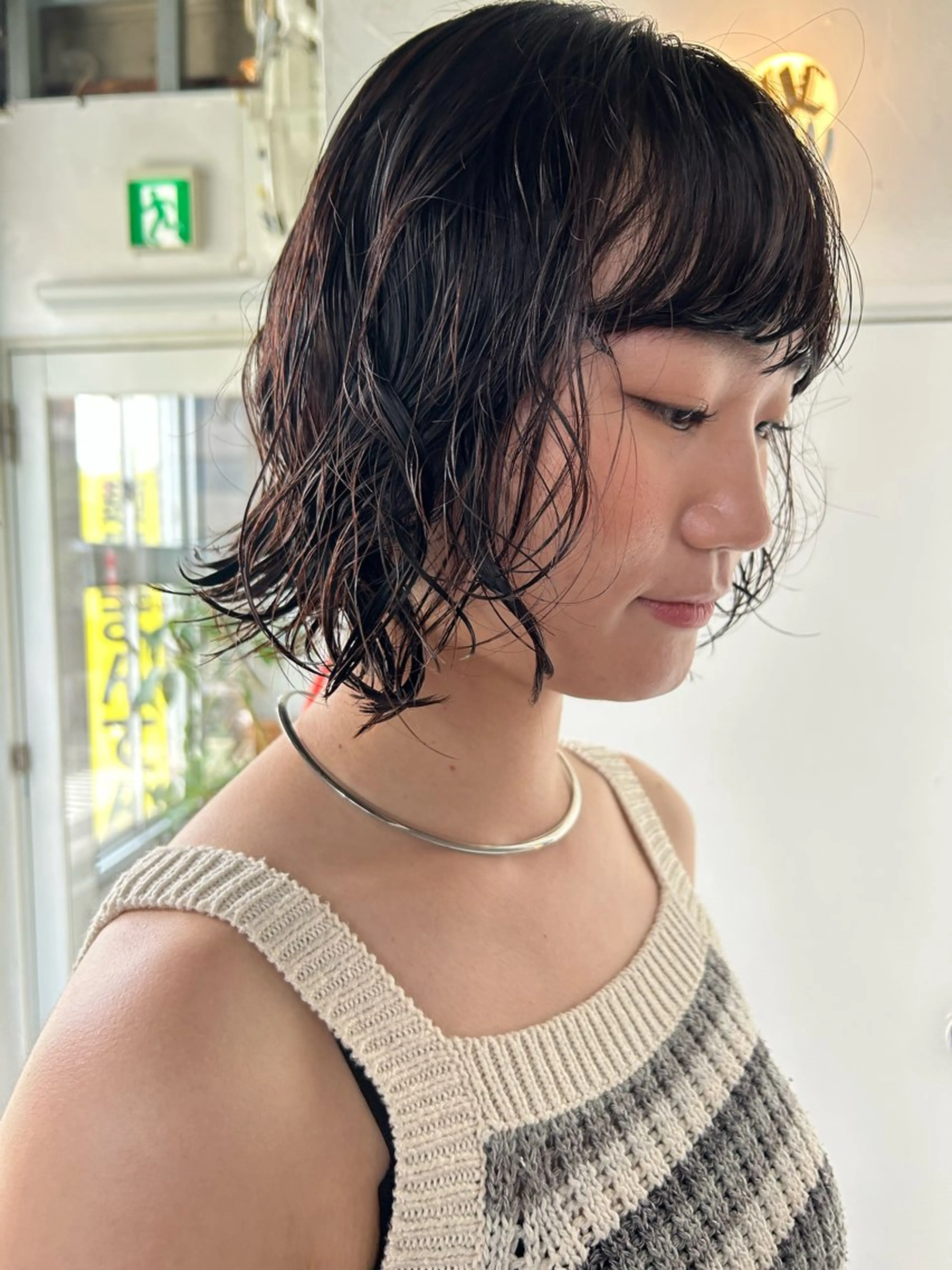 ミディアム パーマ ミディアムパーマ ボブ カット パーマ 小川真歩/パーマ /暖色オリーブのヘアスタイル