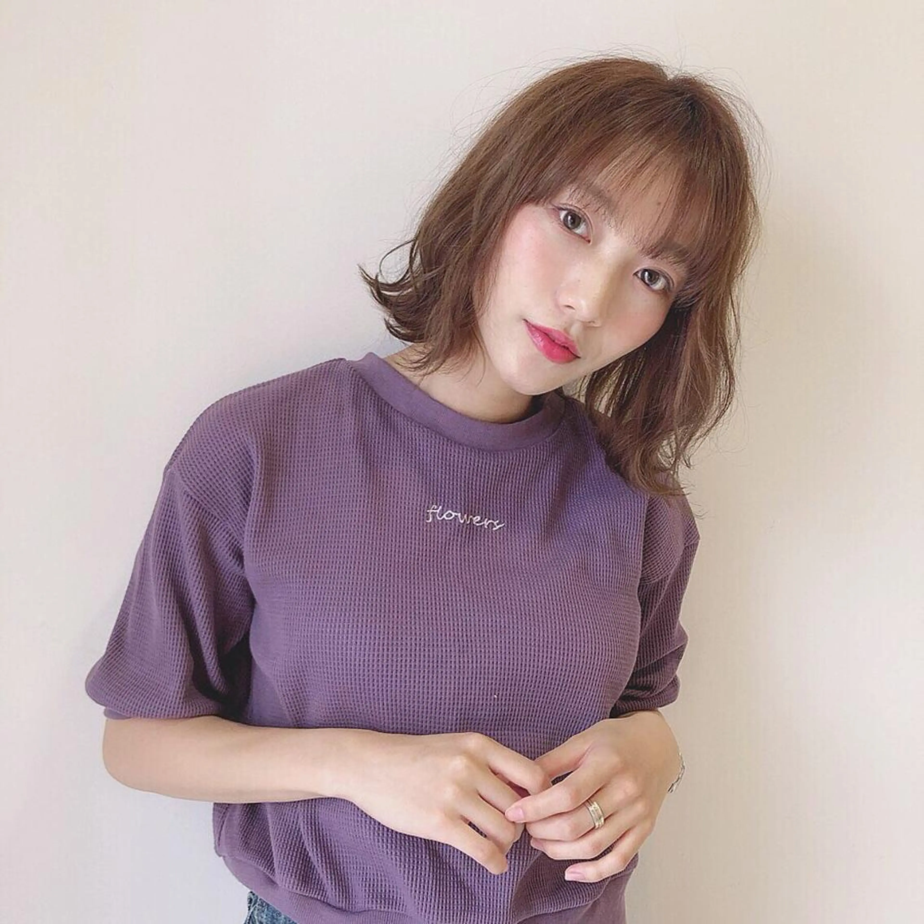 ミディアム カラー 店長/mao/ 前髪/顔周りカットのヘアスタイル