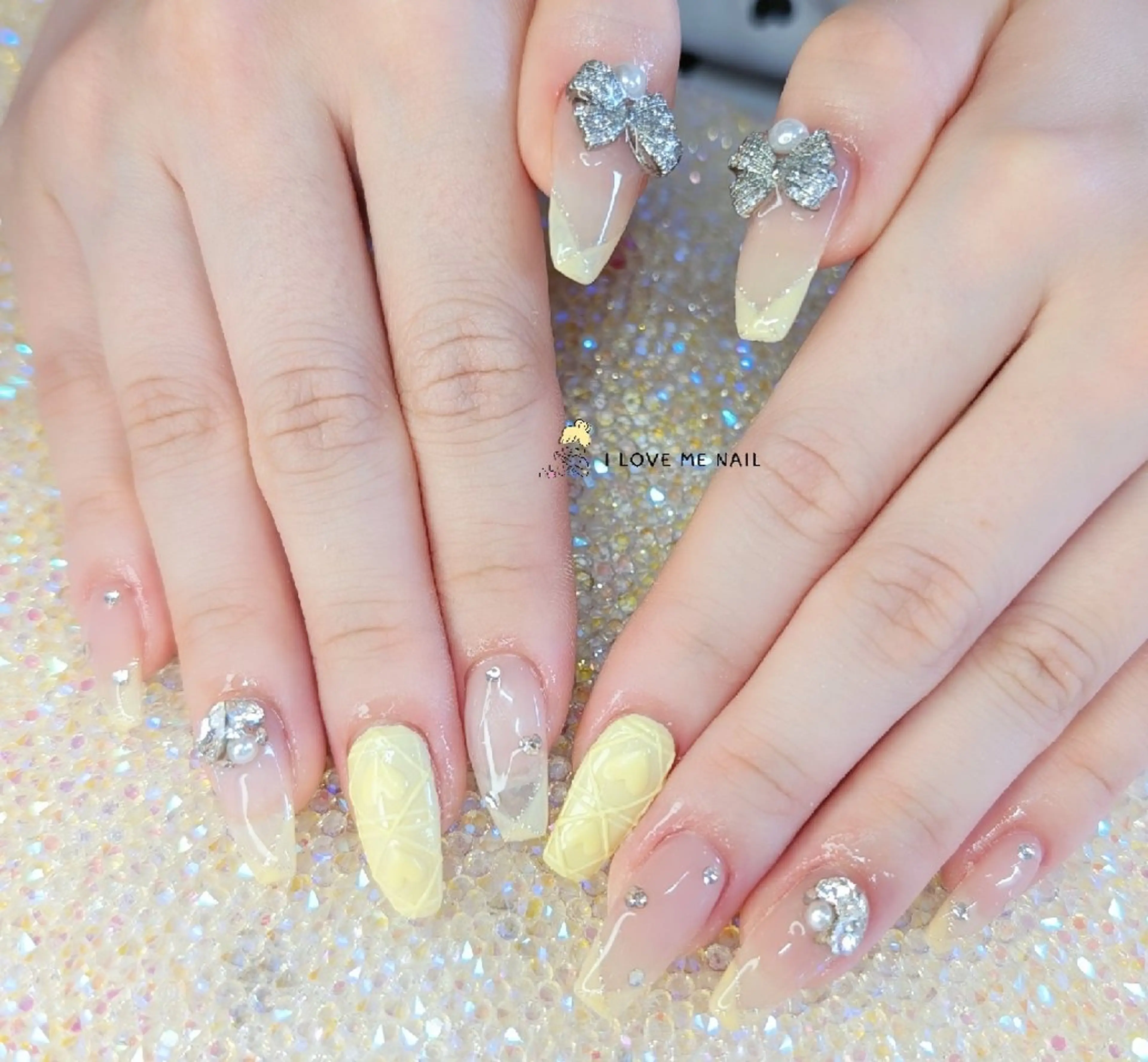 ネイル 長さ出し ハート 韓国ネイル マグネットネイル ニュアンスネイル ハンドネイル I LOVE ME  NAIL.｡.:*♡のネイルデザイン
